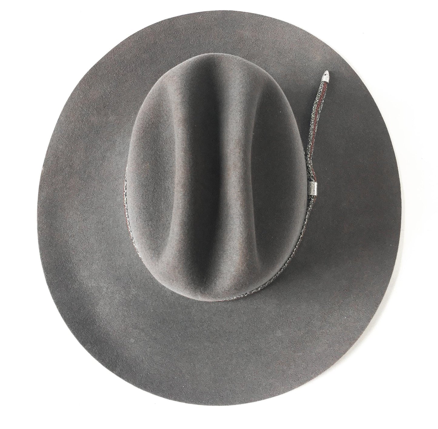 Vintage Beaver Hats Company 5X Gray Flatbrim Cowboy Hat with Woven Snake Band Detail, Sz. 7 1/8, Vintage Western Festival Hat