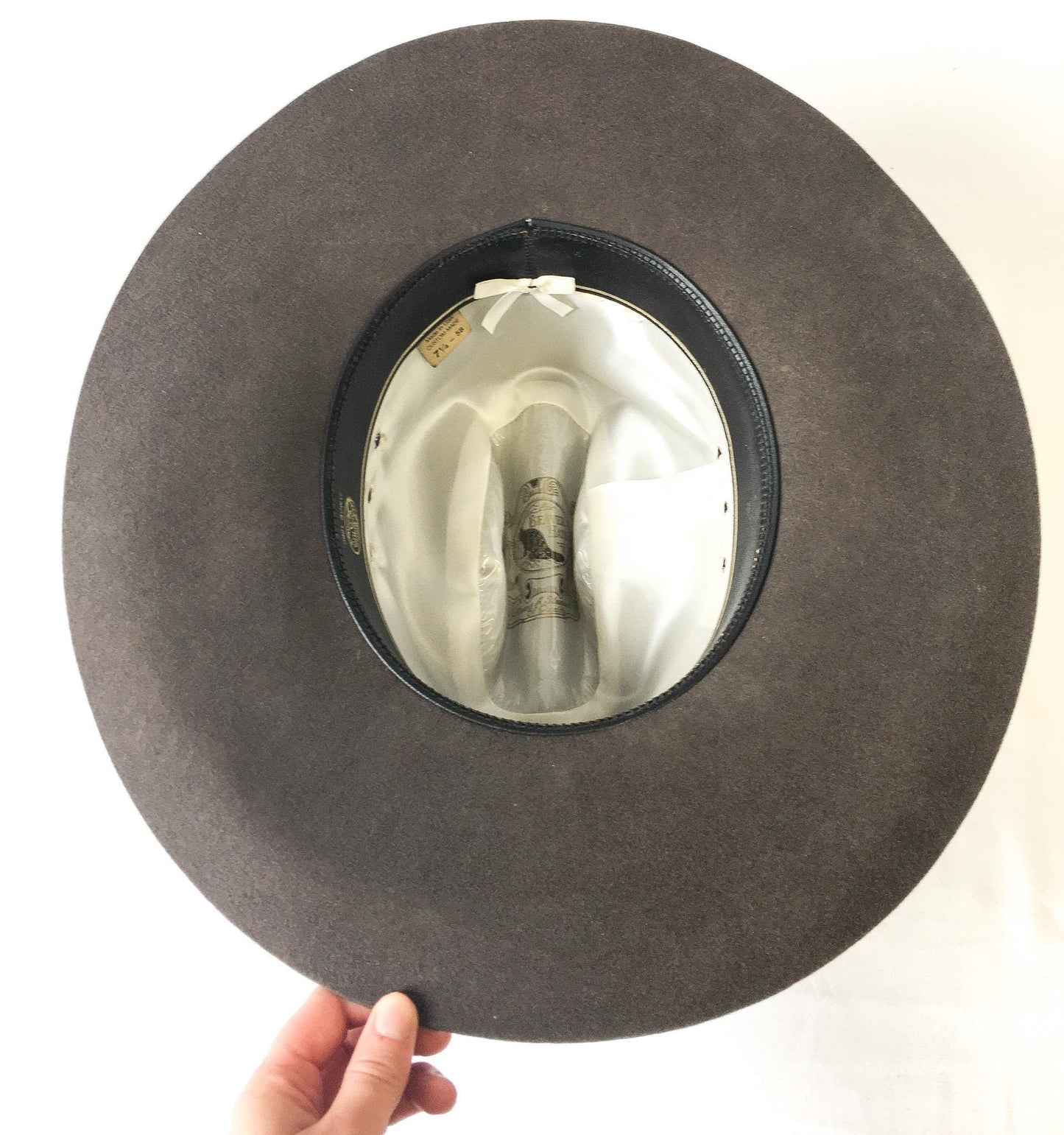Vintage Beaver Hats Company 5X Gray Flatbrim Cowboy Hat with Woven Snake Band Detail, Sz. 7 1/8, Vintage Western Festival Hat