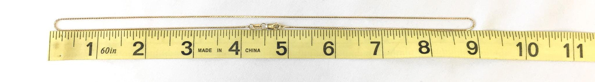 585 14K Yellow Gold OROI Flat Wheat Chain Necklace, 18", 1mm, 2.3 Grams, Simple Everyday Dainty Layering Necklace