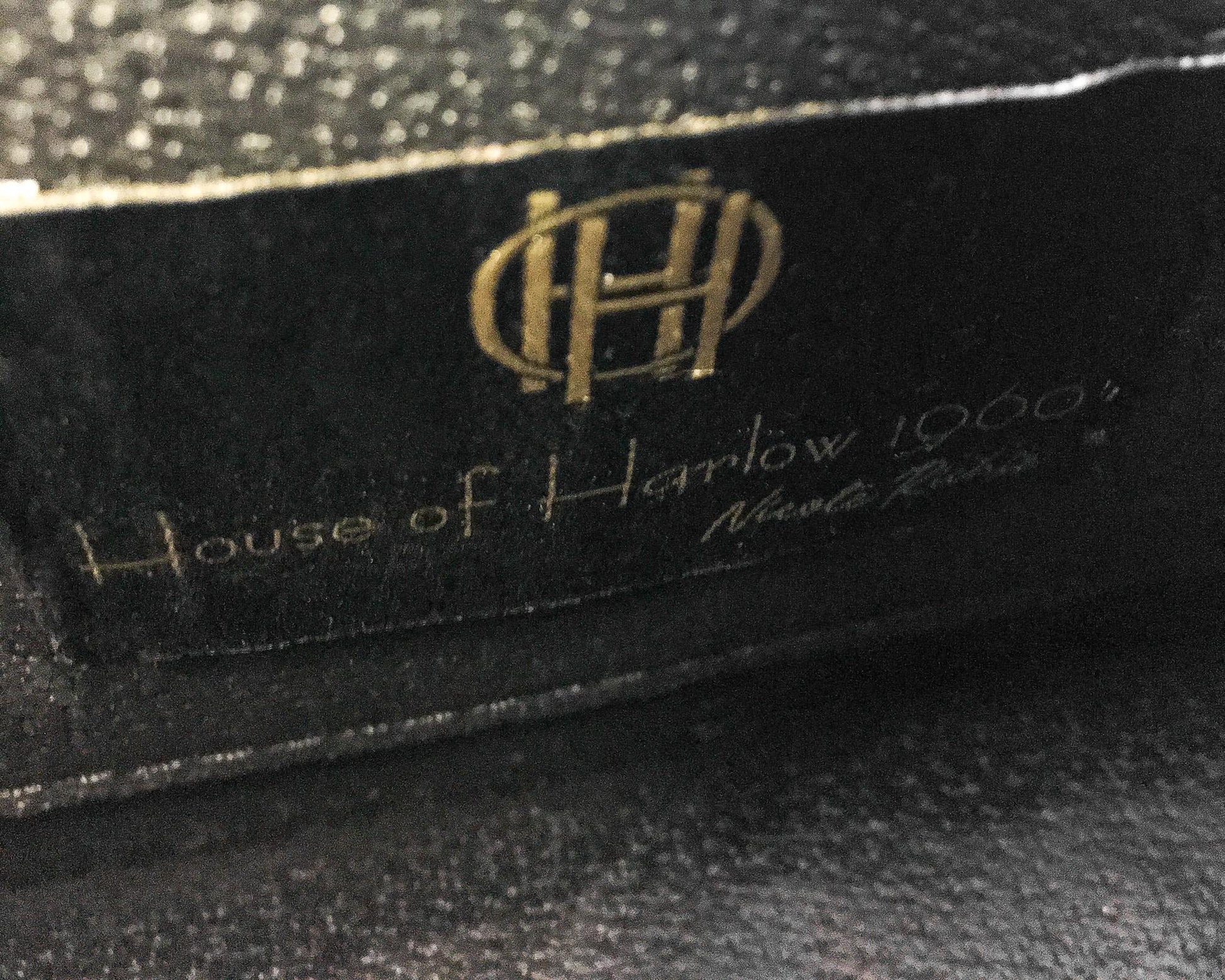 Black House of Harlow 1960 Croc Embossed Leather Gold Snake Handle Crossbody, Unique Statement Handbag