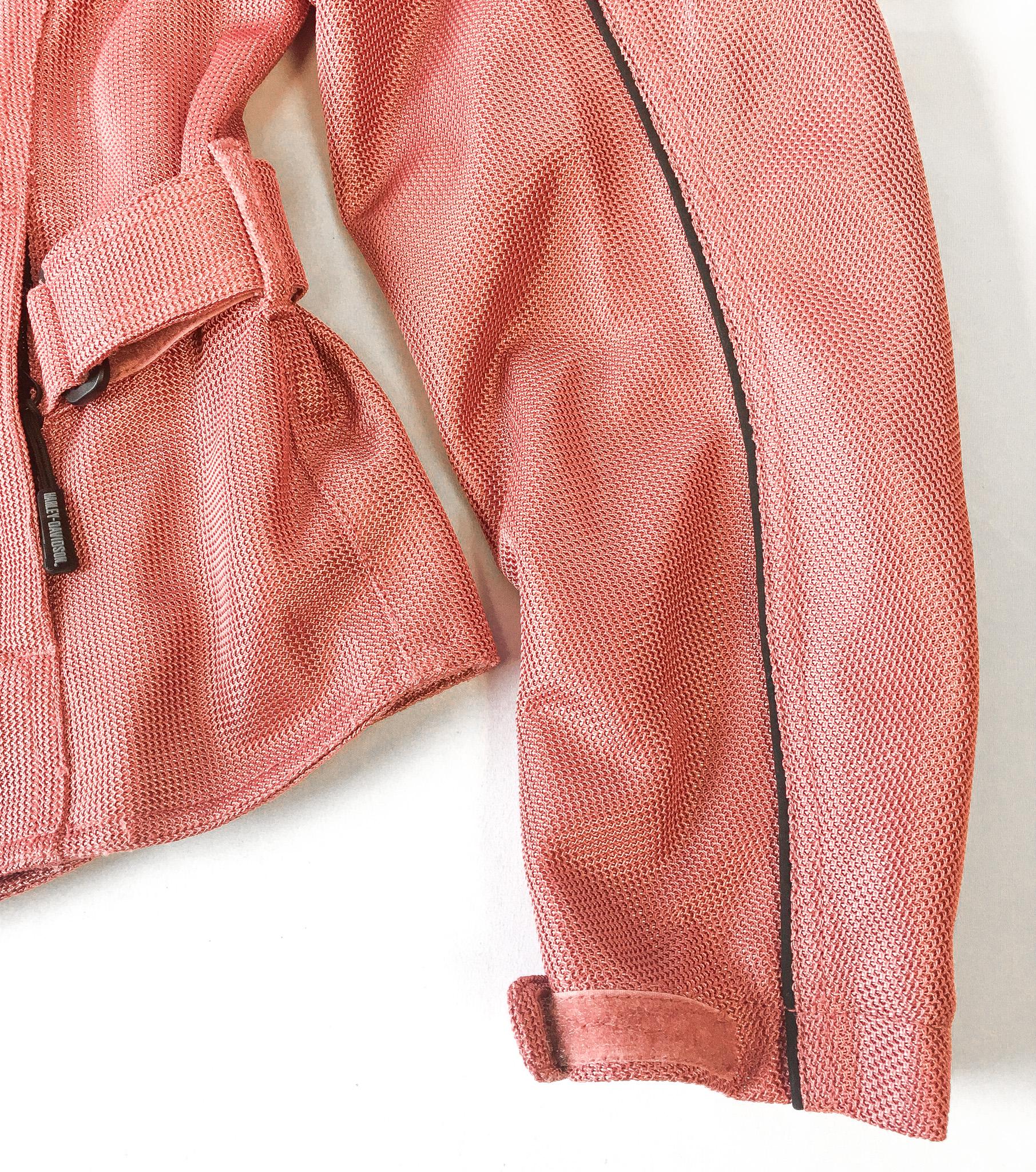 00s Harley Davidson Pink/Red Mesh Embroidered Motorcycle Riding Jacket, Women's Sz. XS, Vintage Biker Moto Style Jacket