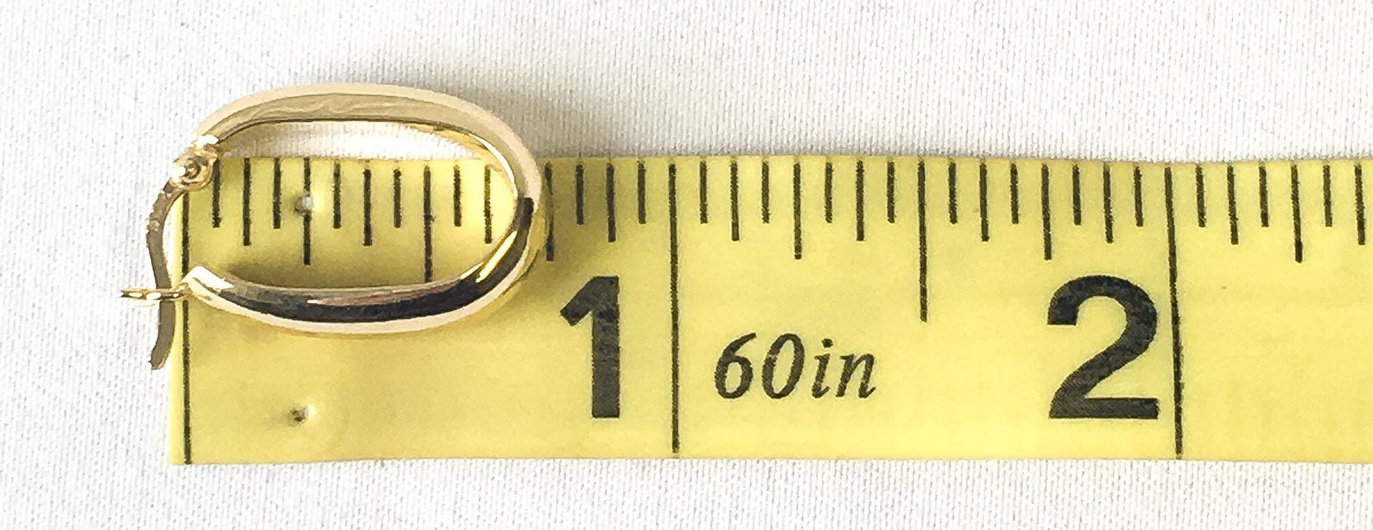 14K 585 Yellow Gold Square Oval Smooth Hollow Hoop Earrings, 2 Grams Total, .75", 4mm Width, Lightweight Simple Everyday Hoop Earrings