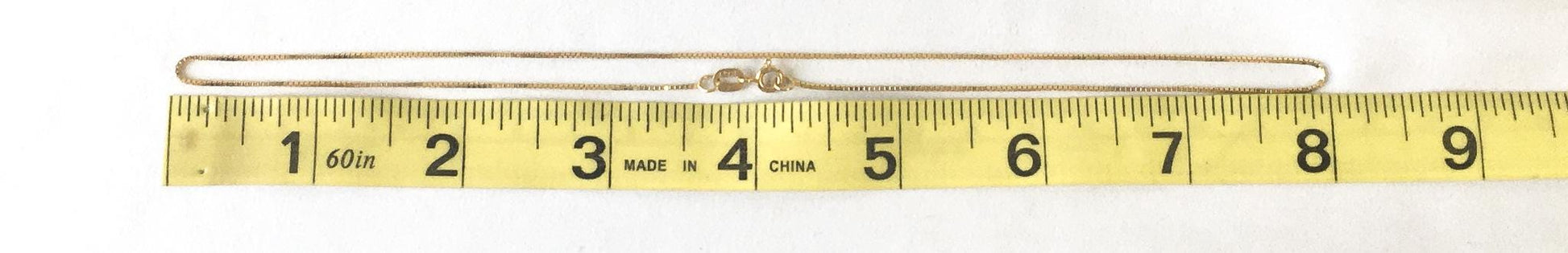 14K Italy Yellow Gold Box Chain Necklace, 16 Inches, 1mm, 2.2 Grams, Simple Everyday Dainty Layering Chain