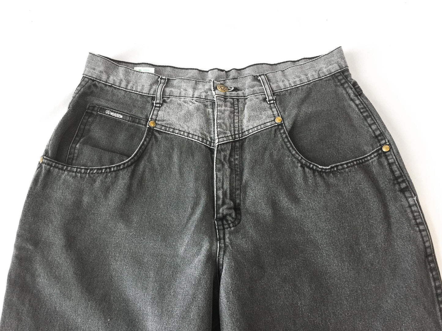 90s Gitano Two-Tone Gray High Rise Straight/Tapered Leg Mom Cropped/Petite Jeans, 30" x 24"