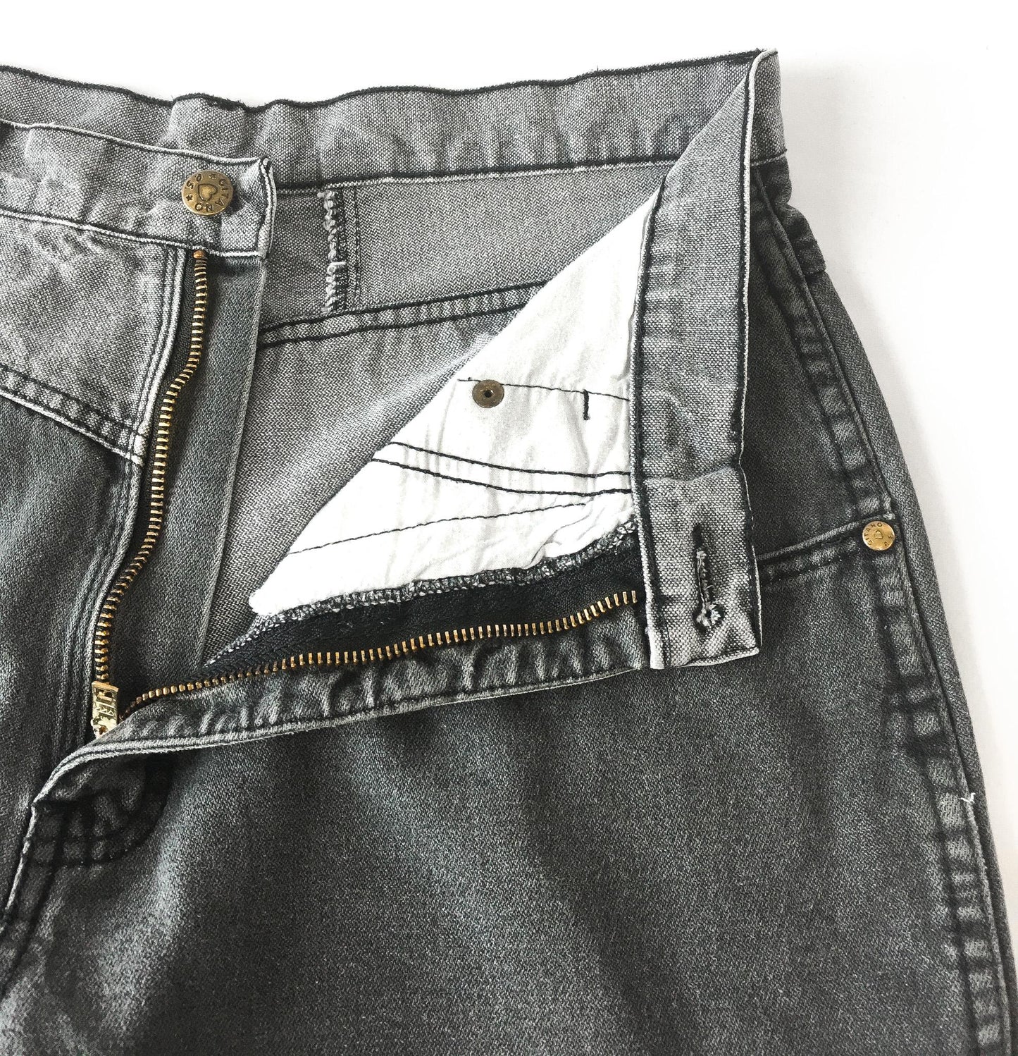 90s Gitano Two-Tone Gray High Rise Straight/Tapered Leg Mom Cropped/Petite Jeans, 30" x 24"