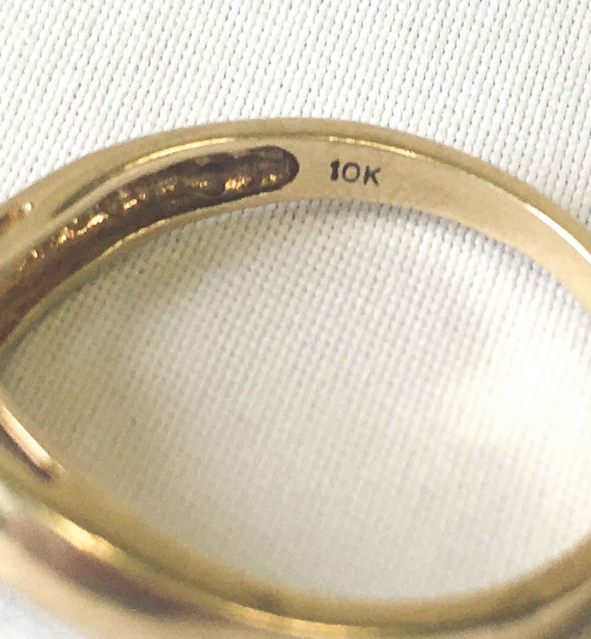 Vintage 10K Yellow Gold Garnet and Diamond Heart Asymmetrical Ring, Sz. 7.5, Vintage Gold Heart Birthstone Ring