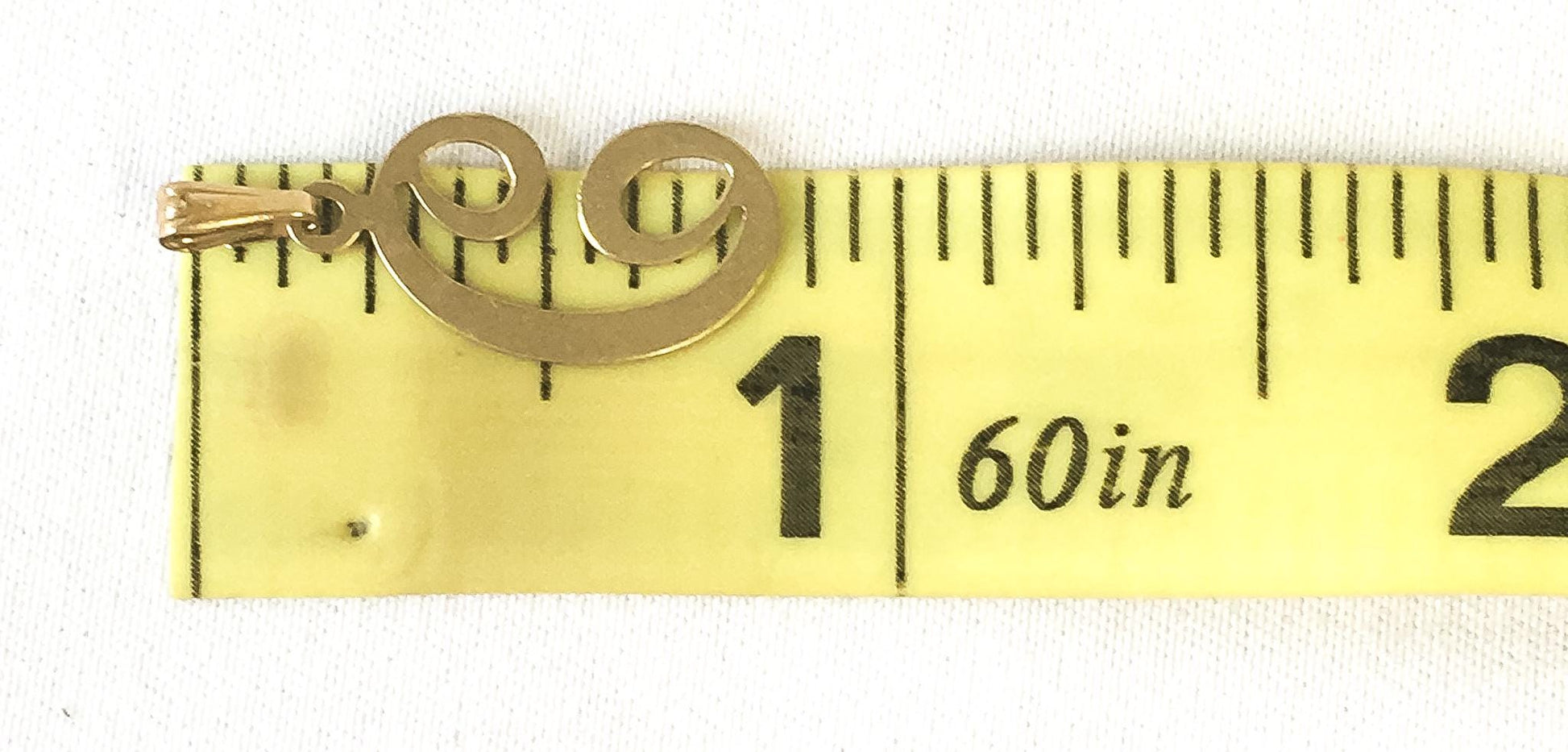 Vintage 14K Yellow Gold "C" Cursive Monogram Initial Pendant, .75 Inches, .3 Grams, Simple Everyday Dainty Initial Pendant