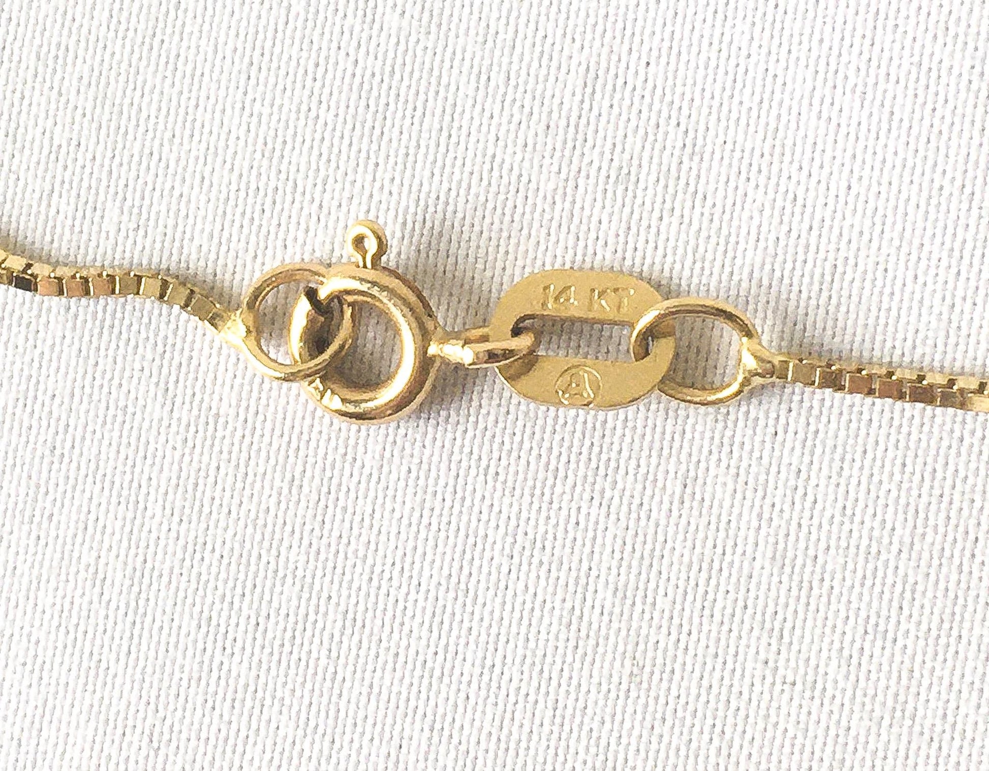 14K Italy Yellow Gold Box Chain Necklace, 16 Inches, 1mm, 2.2 Grams, Simple Everyday Dainty Layering Chain