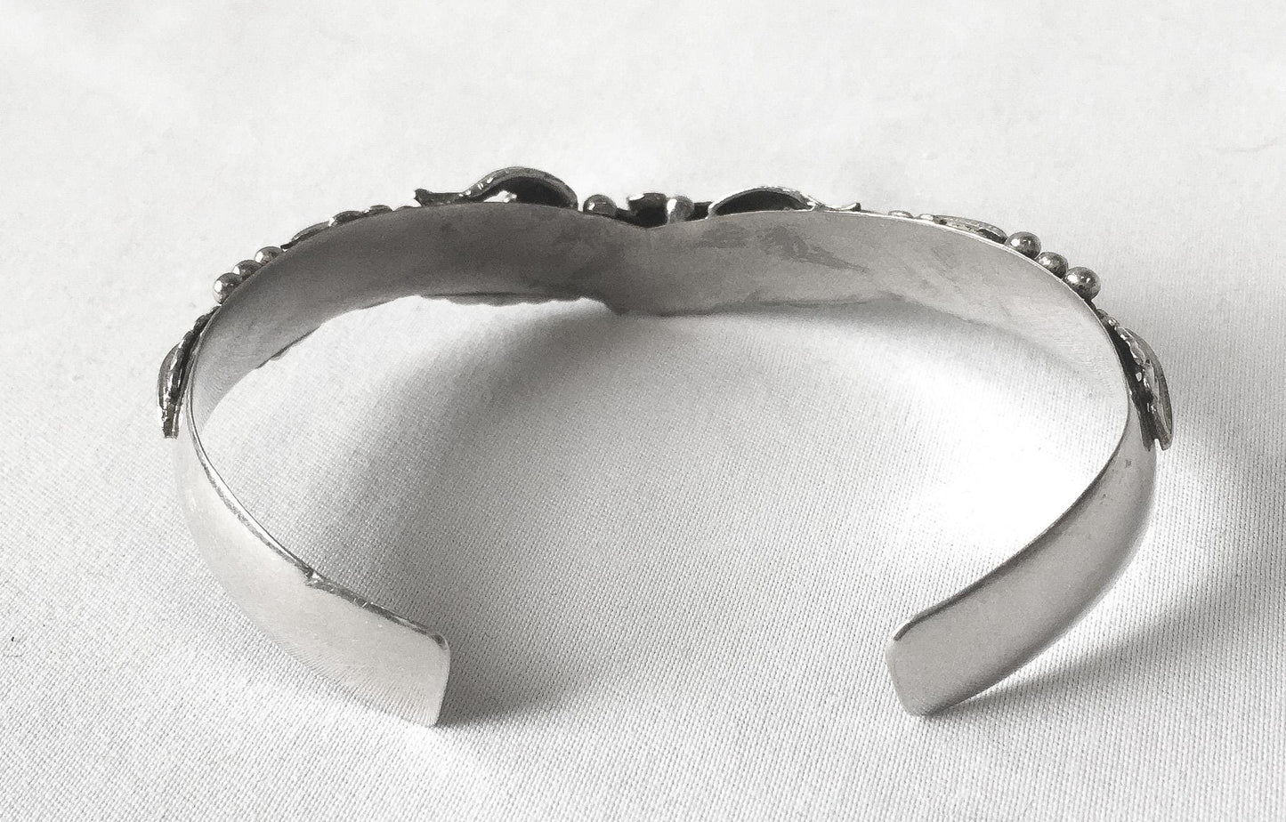 Vintage Les Baker Sterling Silver Floral Adjustable Cuff Bracelet, 5"-6" Wrist, Vintage Navajo Western Boho Bracelet