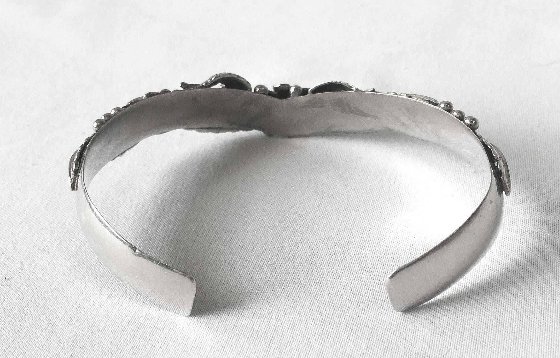 Vintage Les Baker Sterling Silver Floral Adjustable Cuff Bracelet, 5"-6" Wrist, Vintage Navajo Western Boho Bracelet