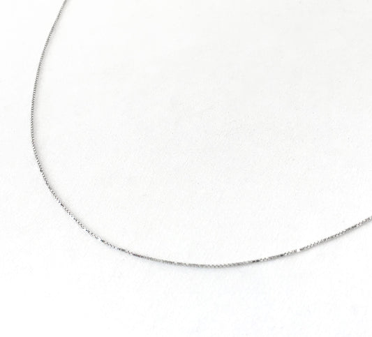 14K White Gold Box 24" Chain Necklace, 1mm Width, Simple Everyday Dainty Layering Chain Necklace