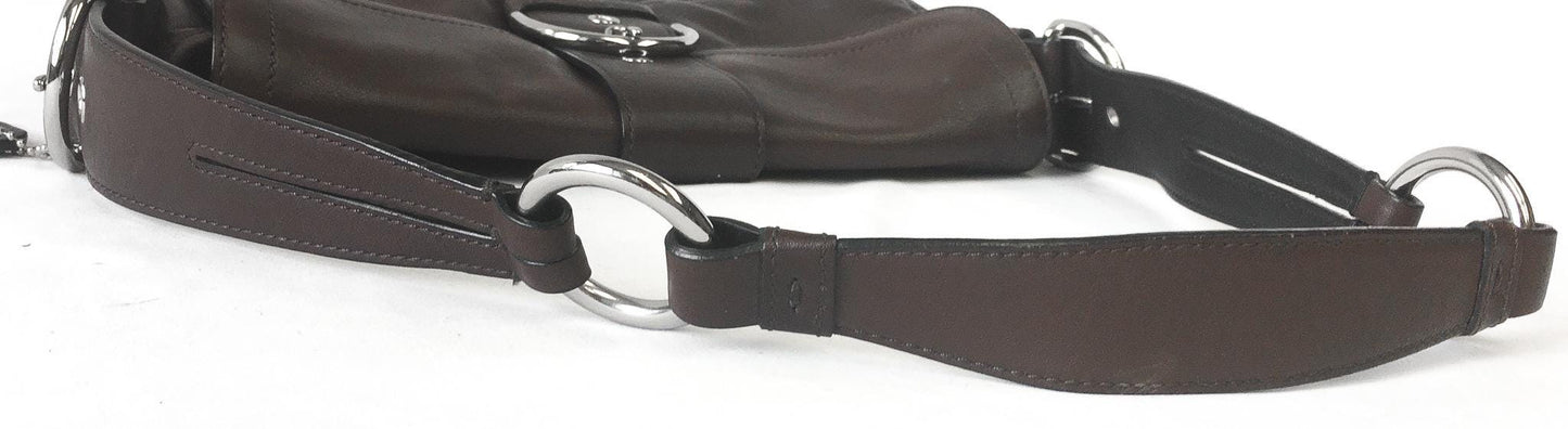 Y2K Coach Dark Brown Soho Buckle Double Pocket Shoulder Bag, Style #3653, Vintage Everyday Classic Coach Handbag