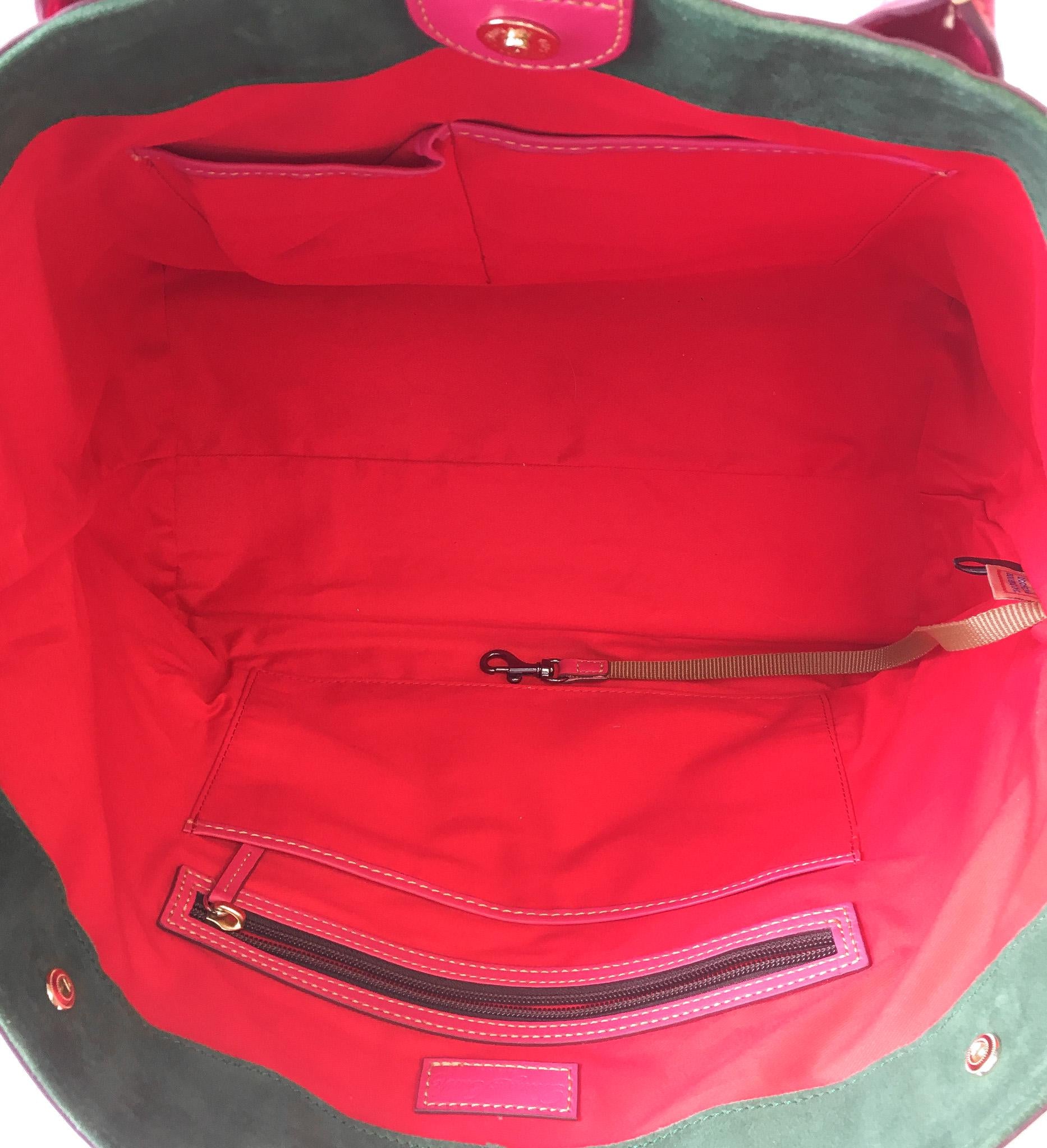 Vintage Dooney and Bourke Large Florentine Ashton Pink Leather Shoulder Tote Bag
