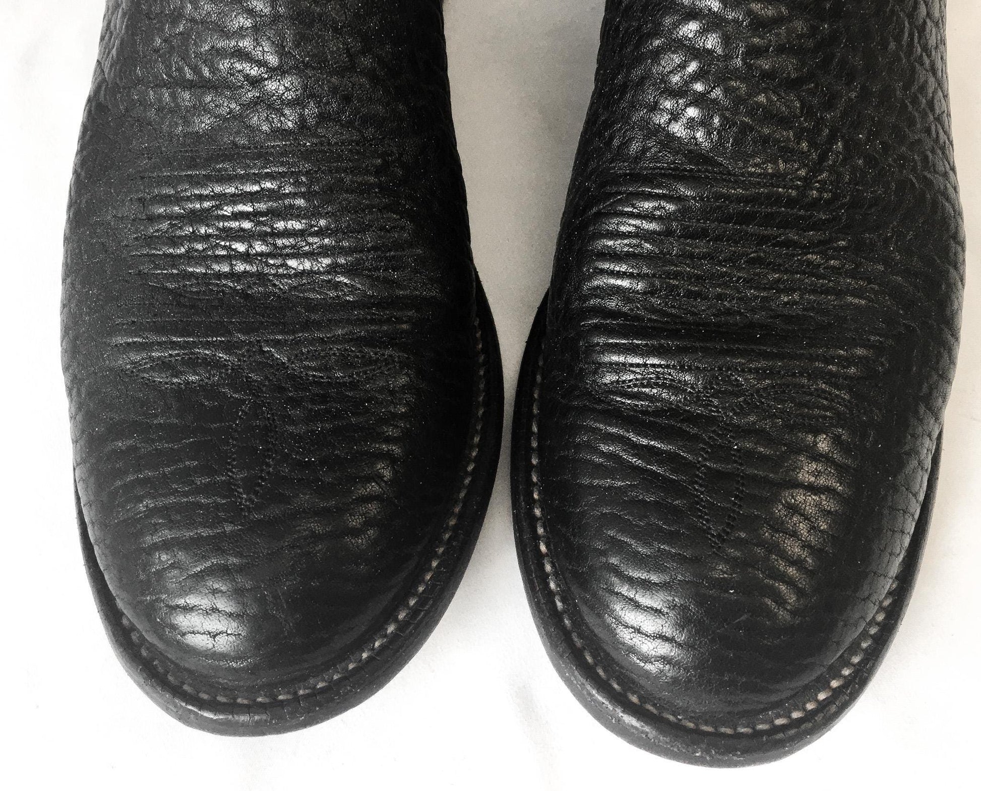 Vintage Nocona Black Bull Leather Cowboy Boots with Red Embroidery, Style #3013, Sz. 10.5D, Vintage Western Boots