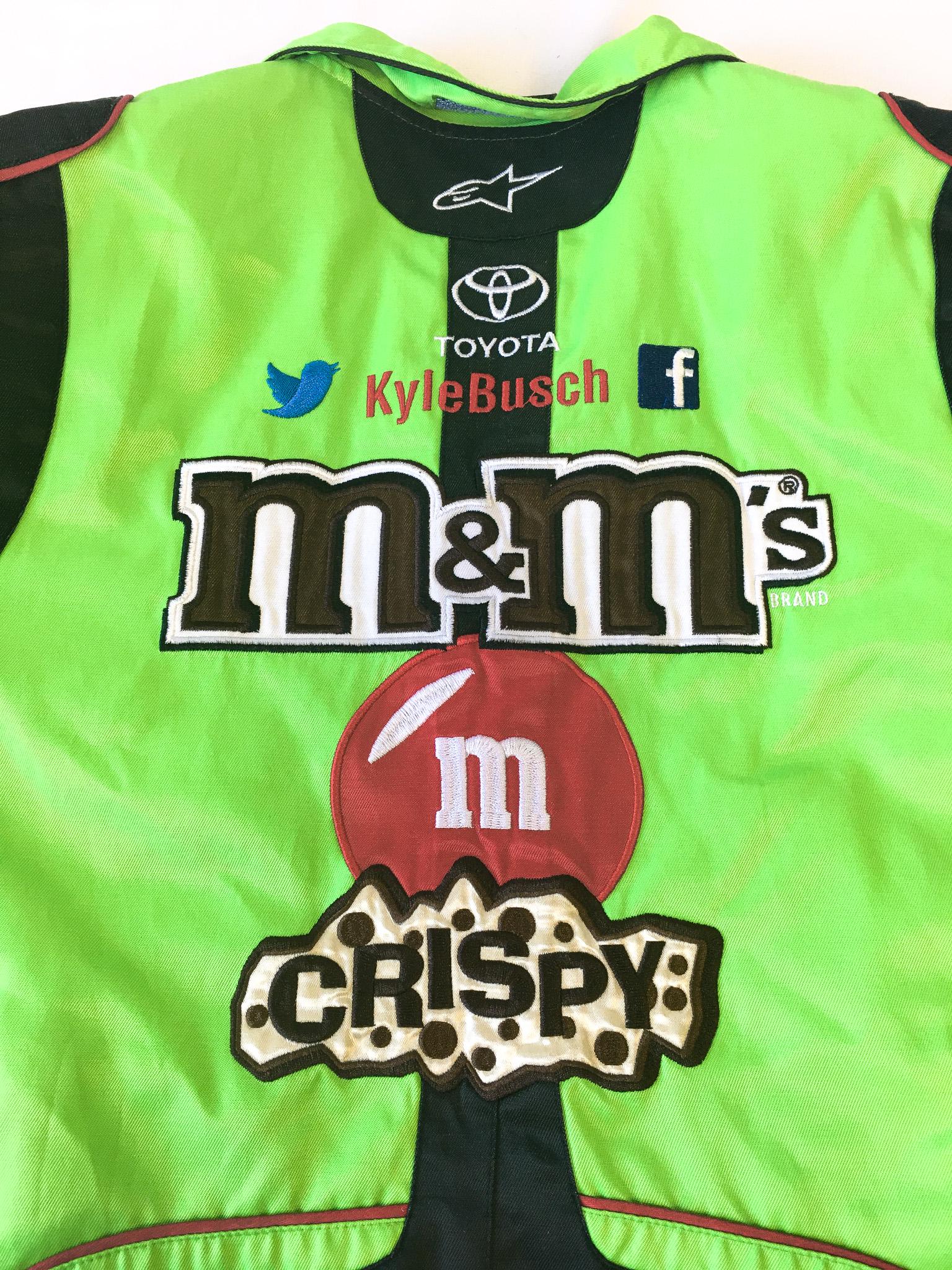 Vintage Chase Authentics M&M Kyle Busch Lime Green/Black Racing Jacket, Men's Sz. S, Vintage Racing Streetwear Jacket