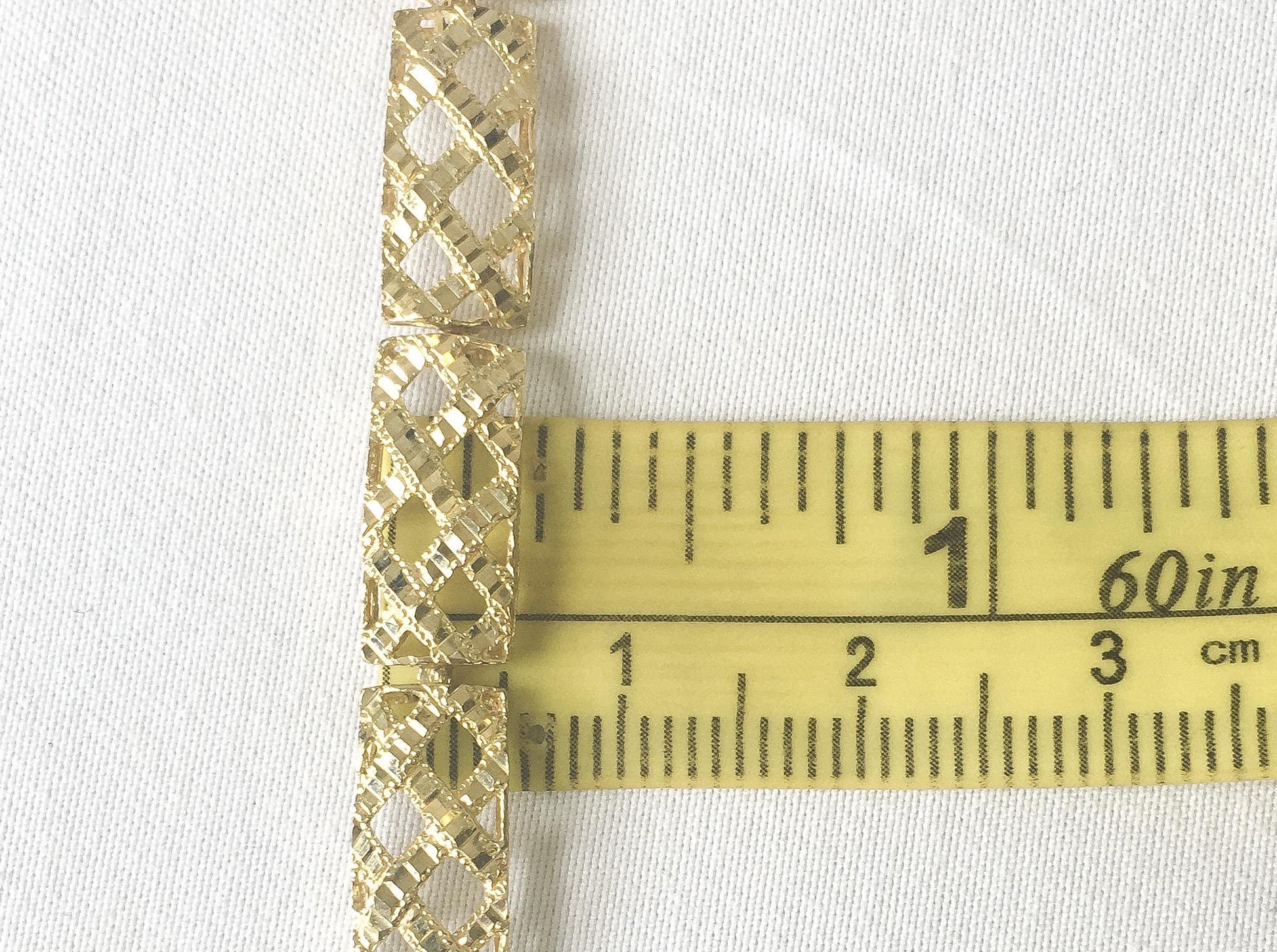 10K Yellow Gold Filigree Diamond Cut Hollow Chain Bracelet, 7", 5mm Width, Simple Everyday Stackable Chain Bracelet