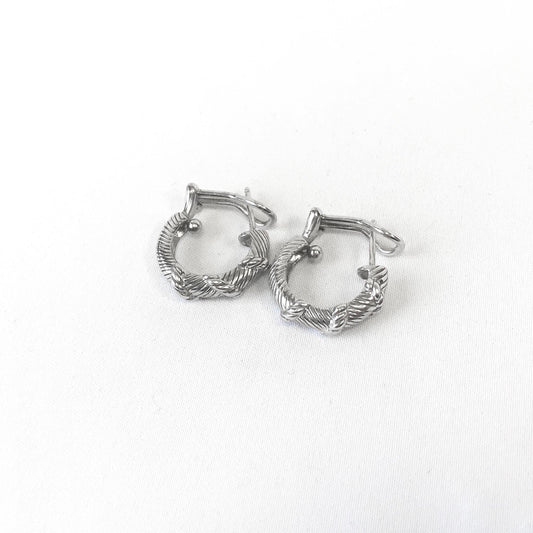 925 Judith Ripka Sterling Silver Ribbed Textured Hoop Earrings, Unique Silver Hoops