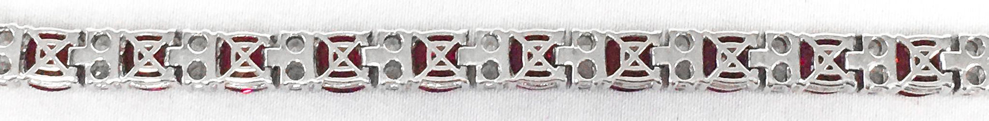 925 Silver Ruby and White Sapphire Tennis Bracelet, 7.5", Vintage Elegant Art Deco Cocktail Style Bracelet