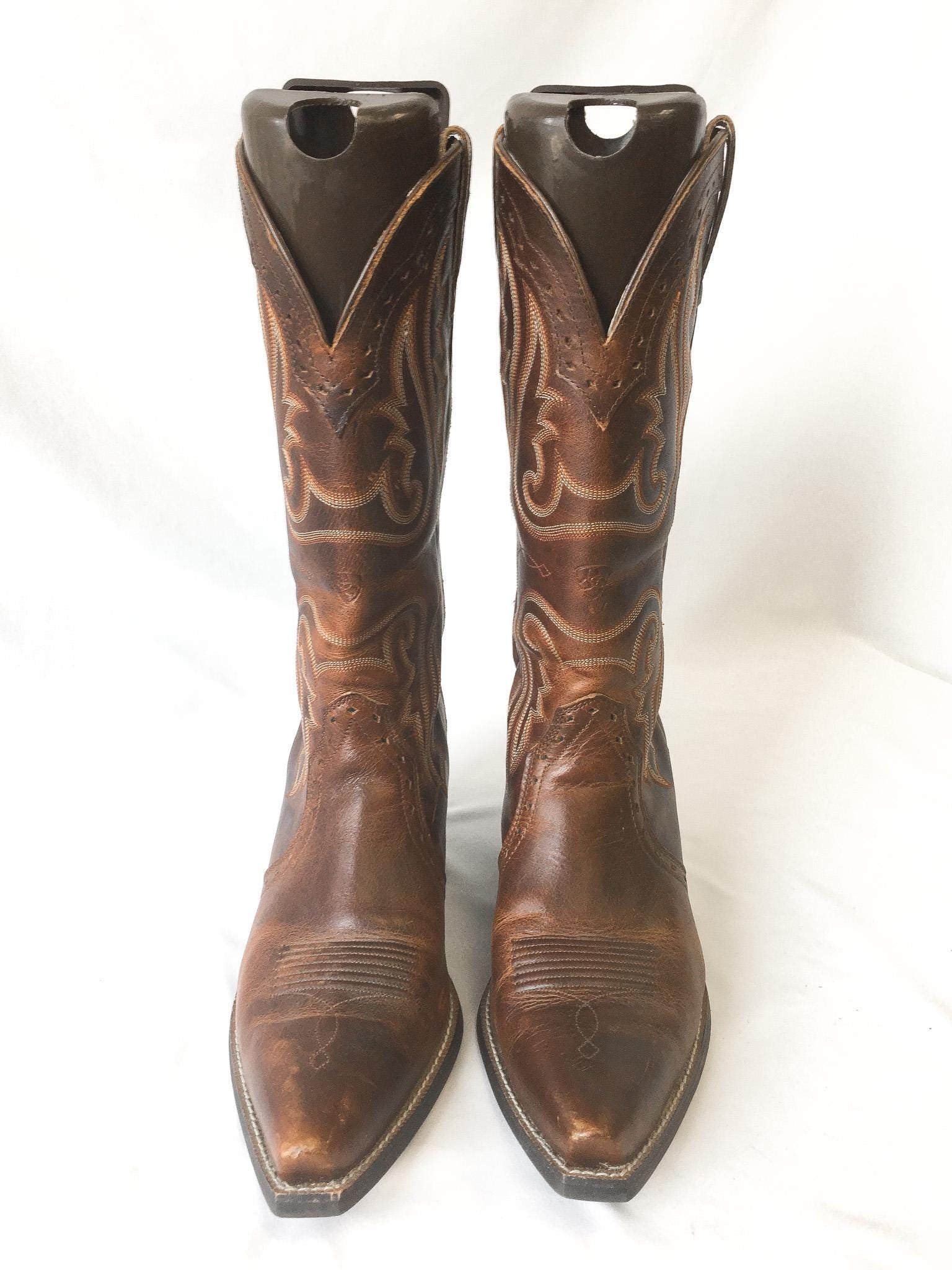 Vintage Inspired Ariat Heritage Western X Brown Cowboy Boots, Women's Sz 11B, Style, #10005908, Vintage Western Festival Cowgirl Boots