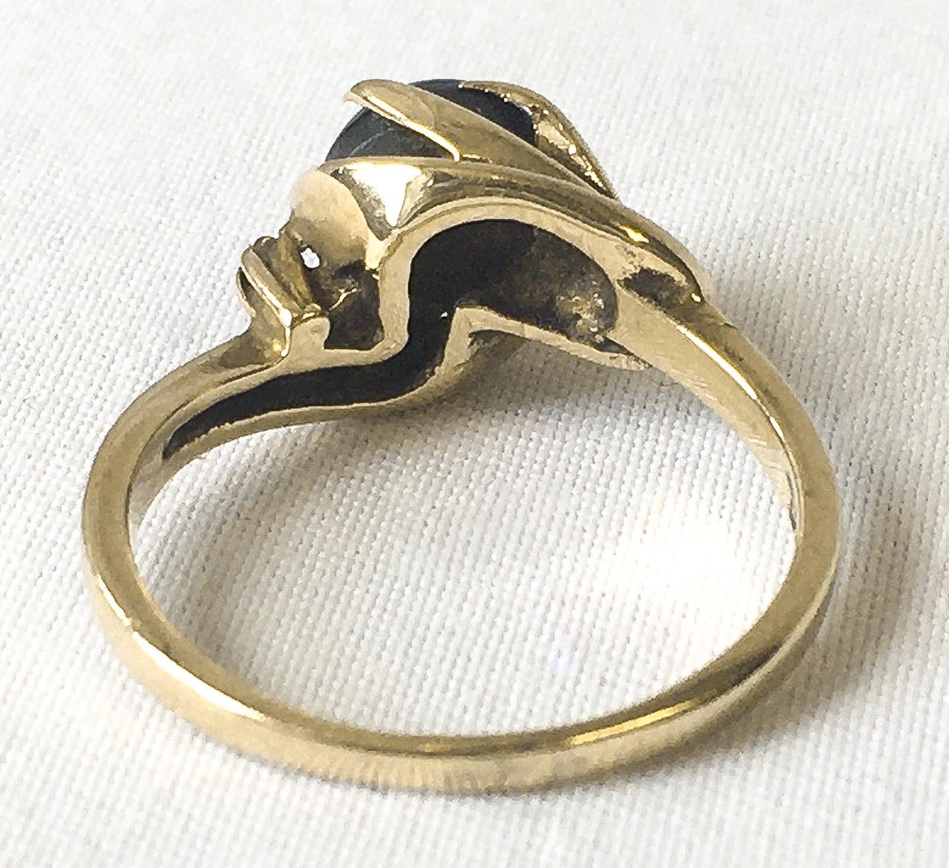Vintage Deson 10K Yellow Gold Black/Dark Gray Cat's Eye Ring, Sz. 5.75
