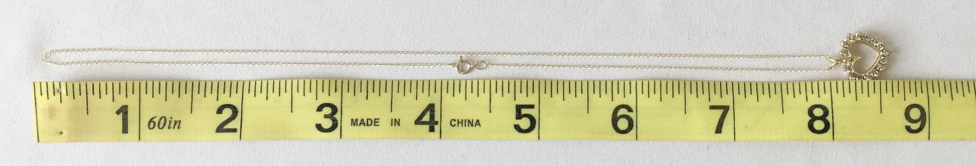 Vintage 10K Yellow Gold Diamond Open Heart 16" Necklace, 10K Chain, Vintage Classy Elegant Dainty Heart Necklace