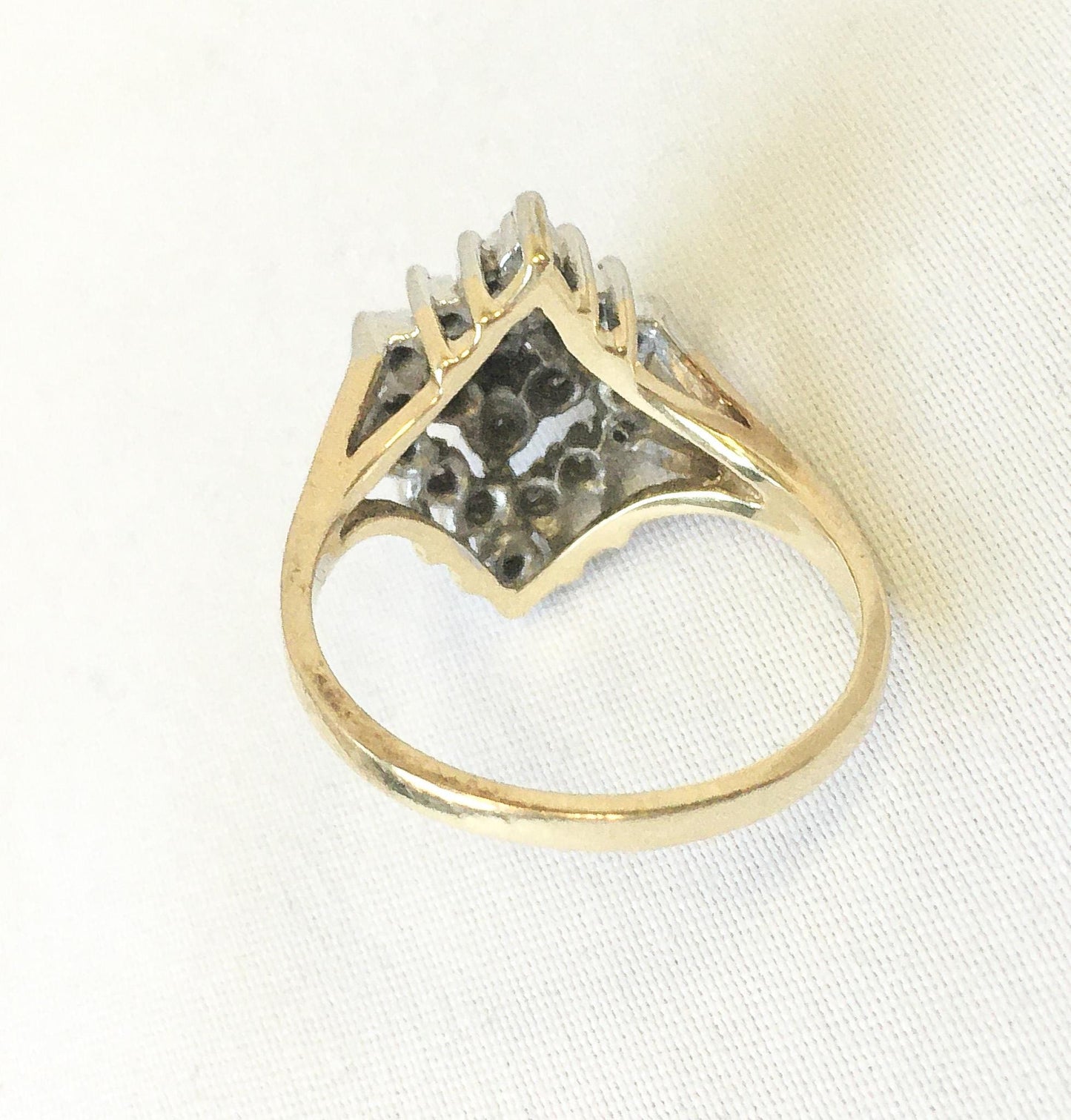 Vintage 14K Gold Diamond Cluster Ring, Sz. 7, Vintage Elegant Classy Art Deco Style Statement Diamond Engagement Ring