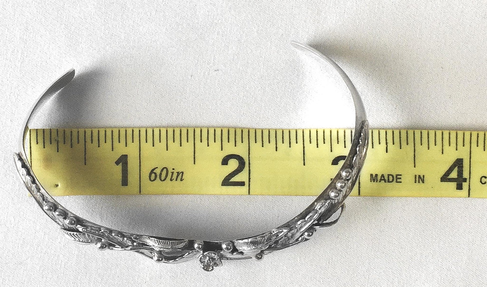 Vintage Les Baker Sterling Silver Floral Adjustable Cuff Bracelet, 5"-6" Wrist, Vintage Navajo Western Boho Bracelet