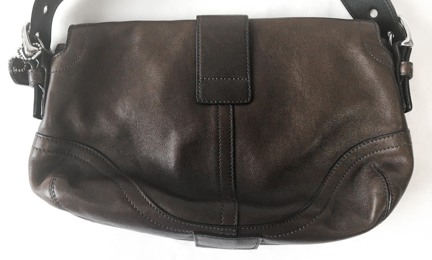 Y2K Coach Dark Brown Soho Buckle Double Pocket Shoulder Bag, Style #3653, Vintage Everyday Classic Coach Handbag