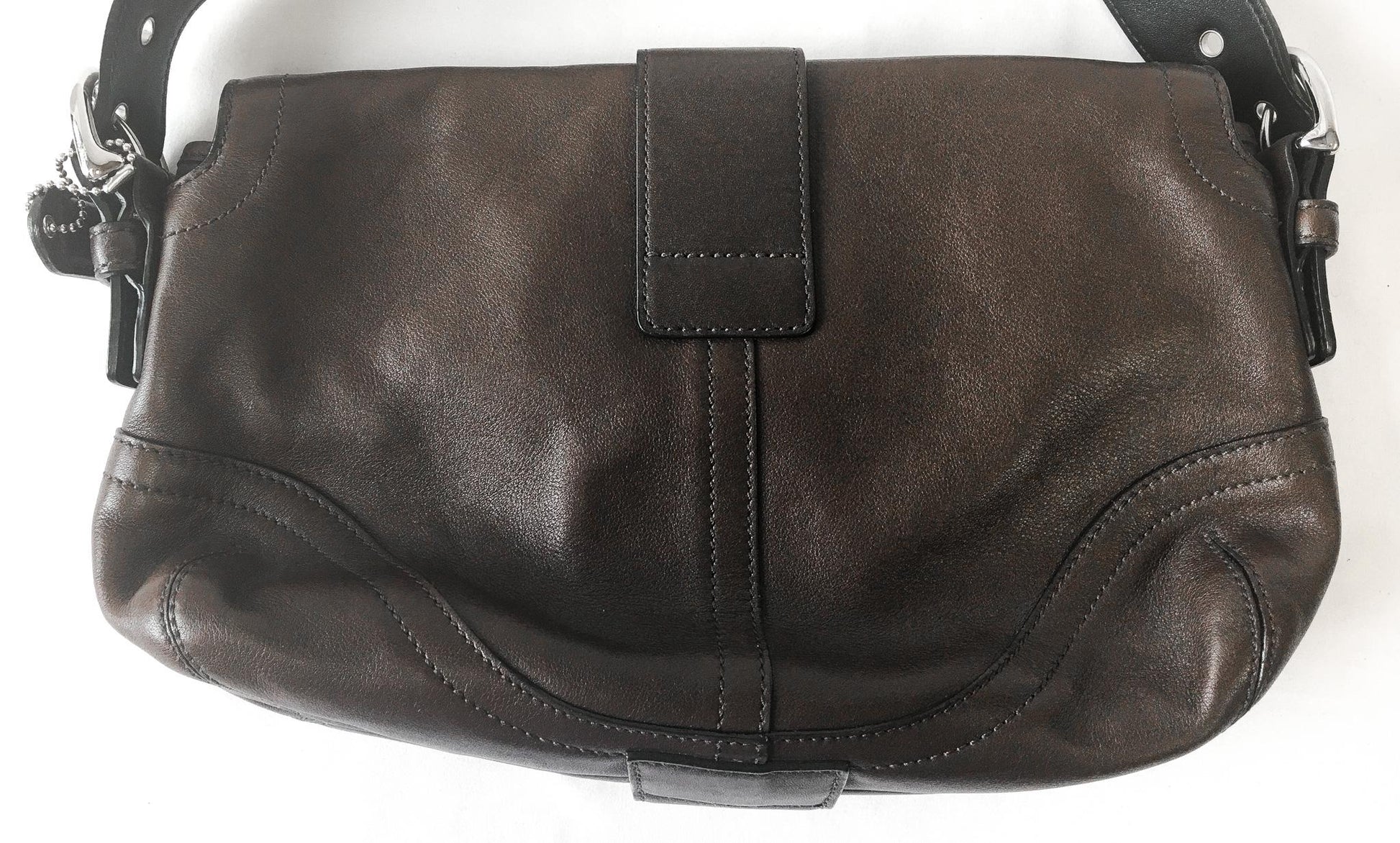Y2K Coach Dark Brown Soho Buckle Double Pocket Shoulder Bag, Style #3653, Vintage Everyday Classic Coach Handbag