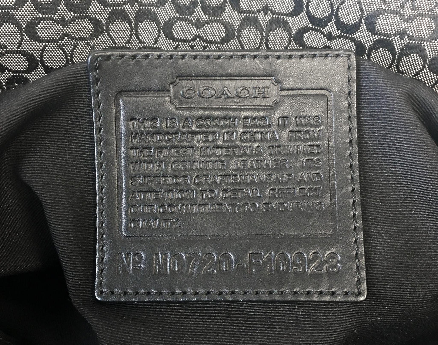 Y2K Coach Black/Gray Signature C Monogram Canvas Leather Shoulder Tote Bag, Style #F10928, 00s Vintage Coach Tote