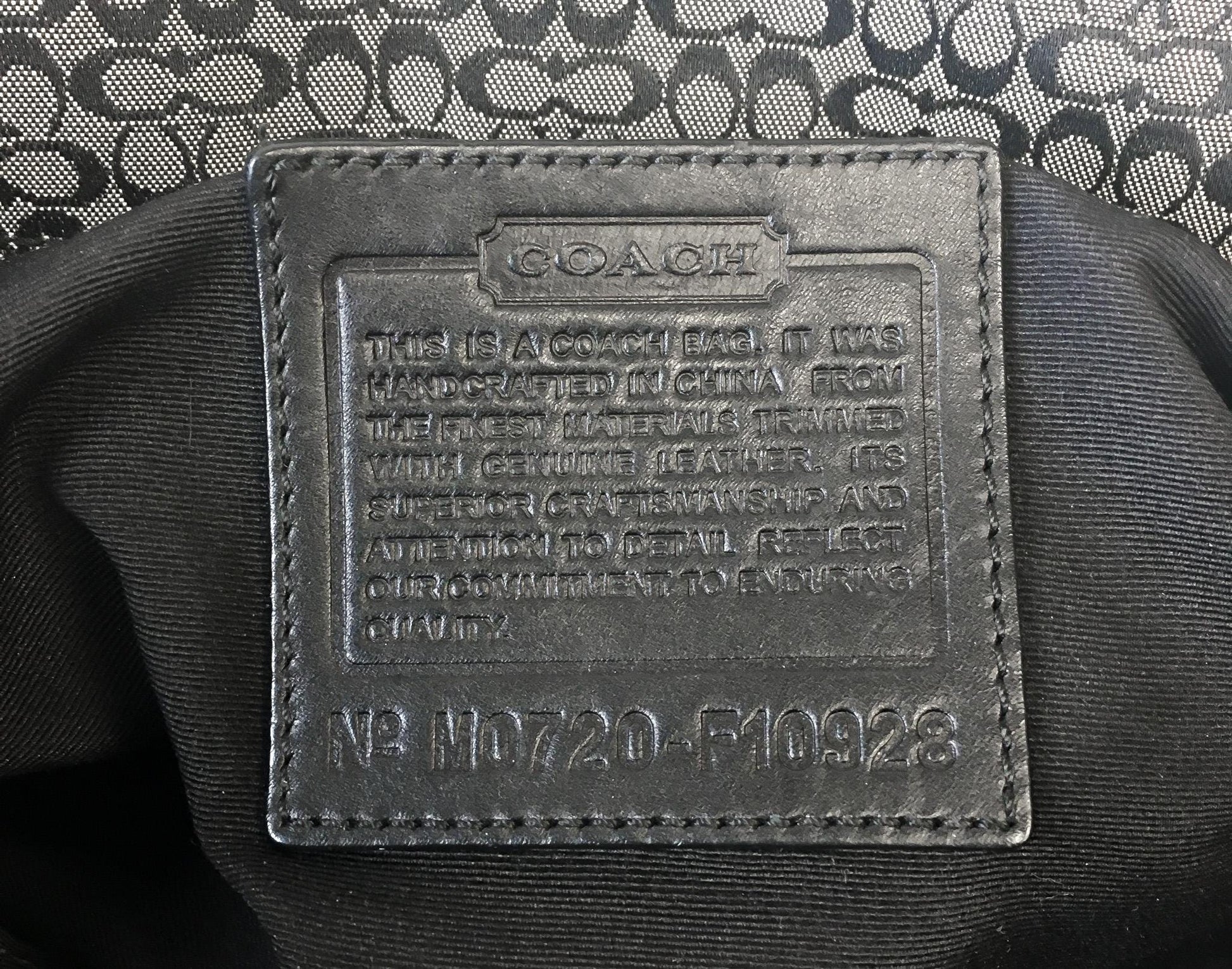 Y2K Coach Black/Gray Signature C Monogram Canvas Leather Shoulder Tote Bag, Style #F10928, 00s Vintage Coach Tote