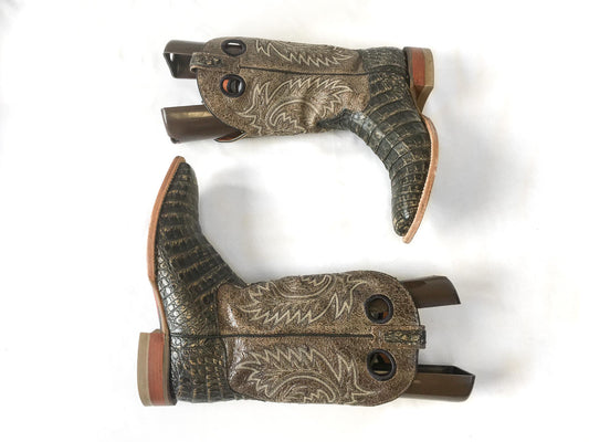 Rocky Python Snake Leather Brown/Neutral Cowboy Boots, Men's 9.5D, Unique Vintage Style Western Boots
