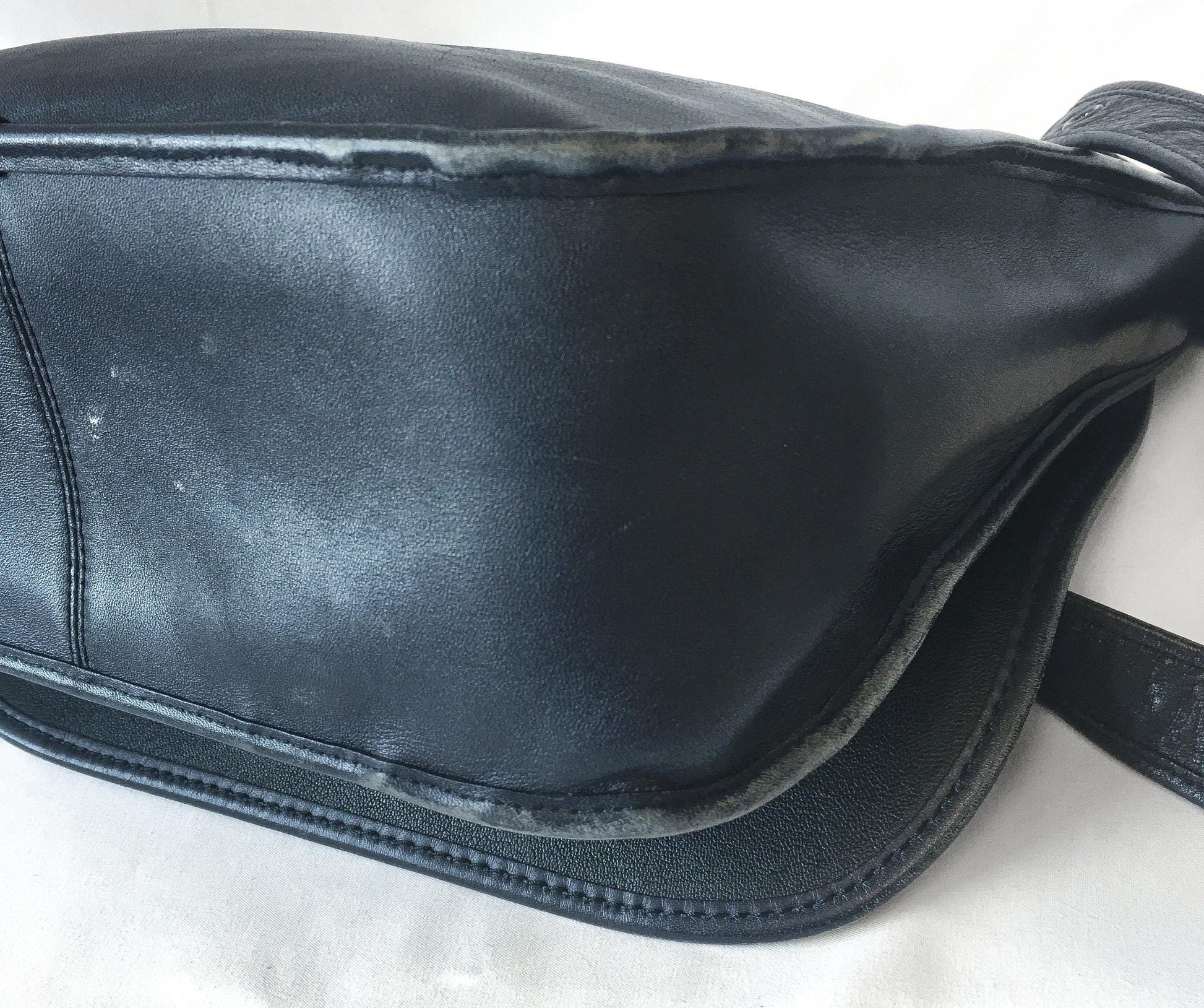 Limited Edition Coach Dark Navy Legacy Saddle Bag 75th Anniversary Leather Crossbody Shoulder Bag, Everyday Classic Coach Handbag