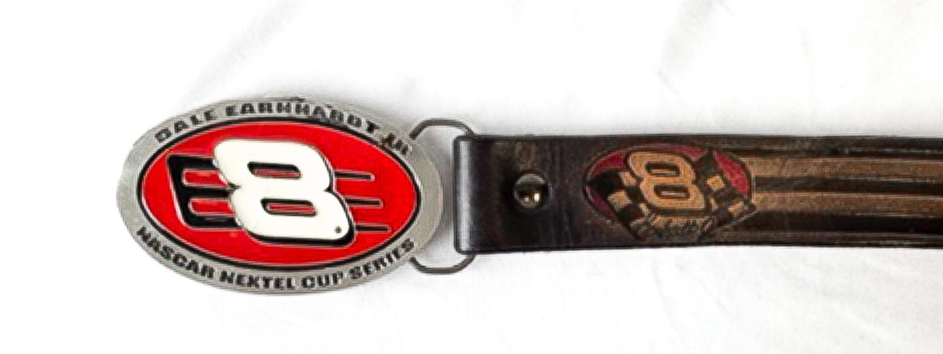 Vintage Nascar Dale Earnhardt Jr. Logo Leather Pewter Enamel Belt, Sz. 32"-36" Waist, Vintage Nascar F1 Apparel