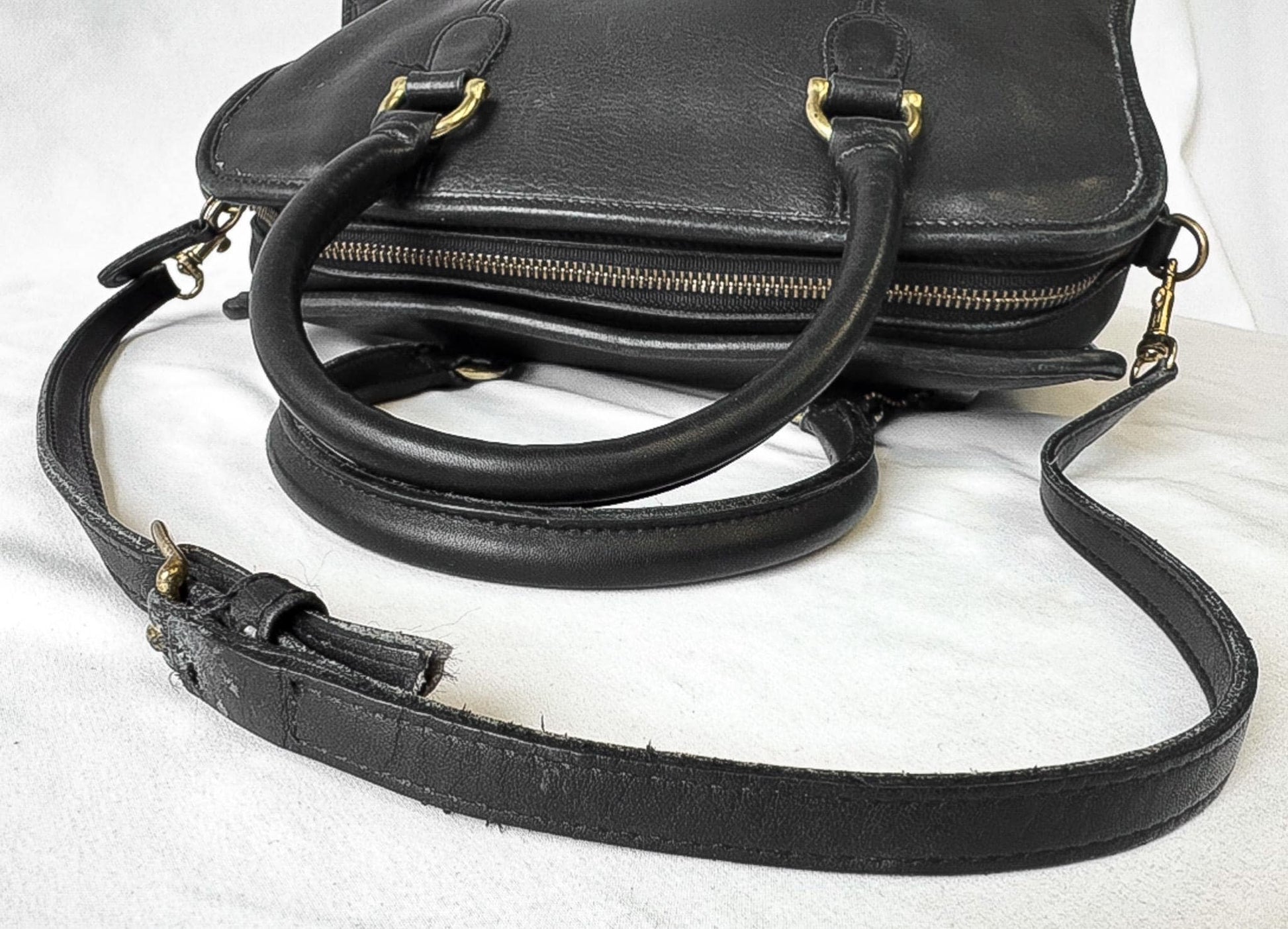 90s Coach Beaumont Black Leather Doctor Satchel Top Handle with Detachable Crossbody Strap, Style 9871, Vintage Rare Coach Handbag