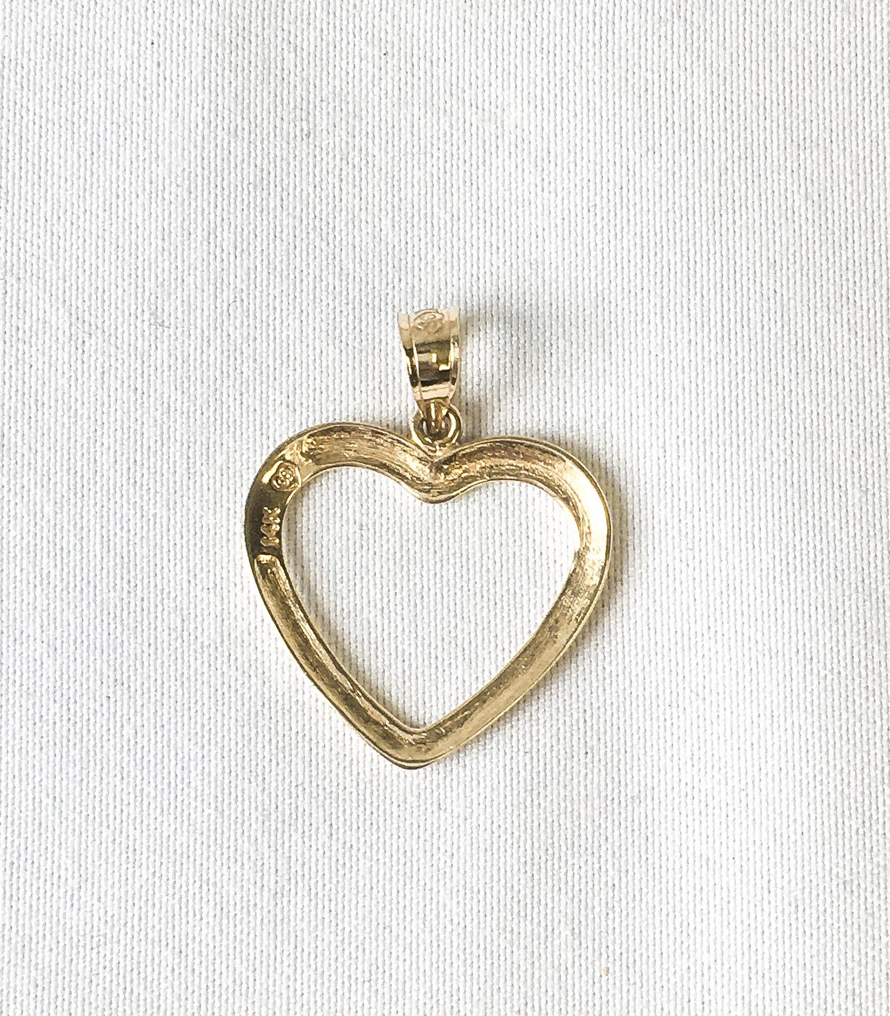 14K OroAmerica Yellow Gold Open Heart Pendant, .75", Lightweight Dainty Simple Everyday Minimalist Pendant