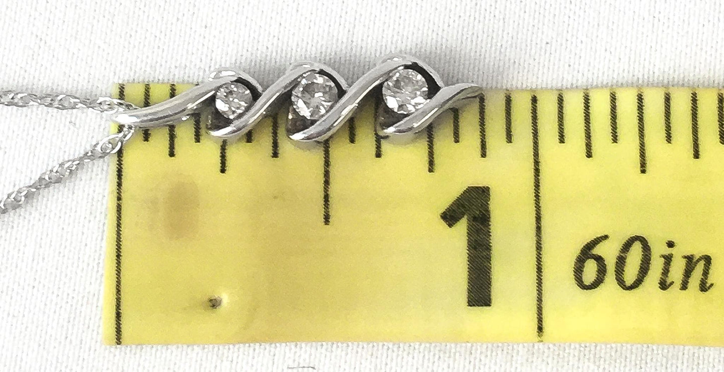 10K Sirena White Gold Diamond Twisted Heart Journey Pendant Necklace, 18", Simple Everyday Elegant Diamond Necklace