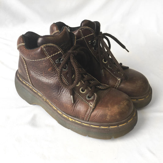 Vintage Dr. Martens 8542 Brown Leather Chunky Platform Boots, Women's Sz. 6, Made in England