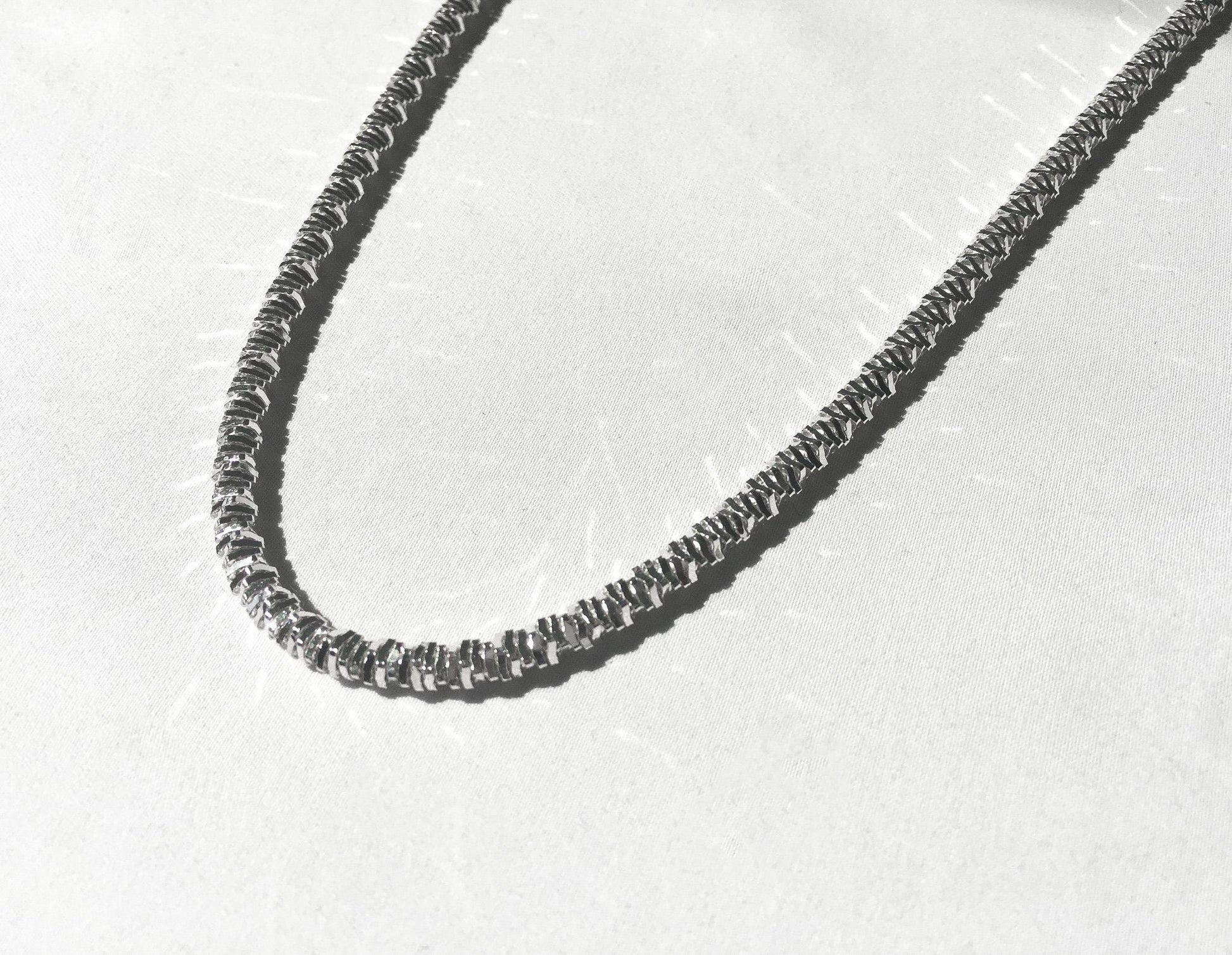 Vintage Milor 925 Italy Stacked Square Chain Necklace, Roughly 20", Roughly 4mm Width, Unique Unisex Chain