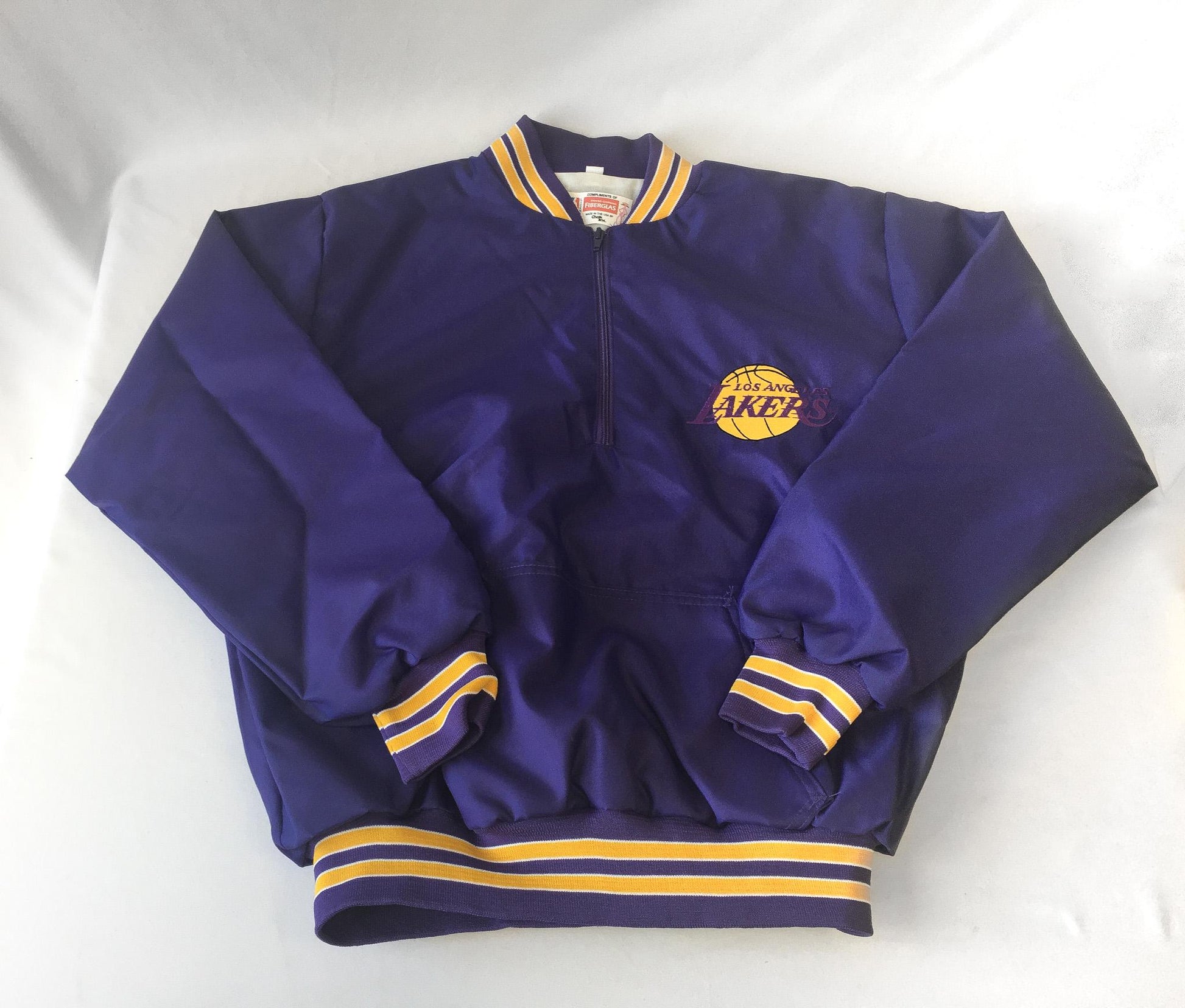 90s NBA Lakers Purple Satin Quarter Zip Windbreaker Jacket, Men's Sz. L, Vintage NBA Apparel