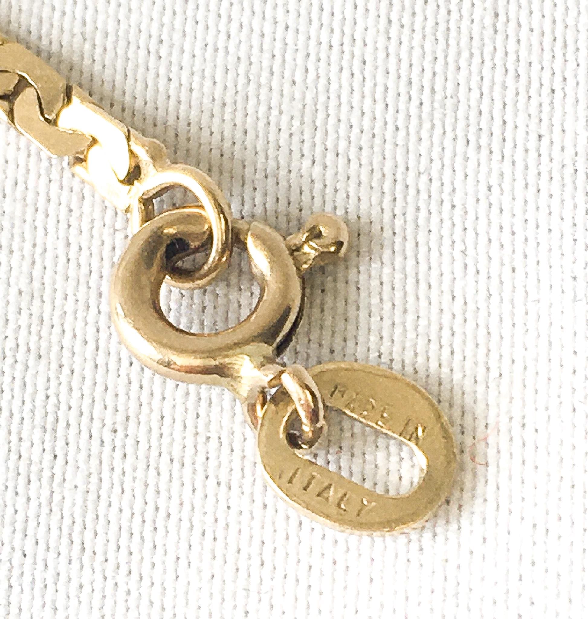 14K Italy Yellow Gold Serpentine Chain Bracelet, 7.5 Inches, Roughly 2mm Width, Simple Dainty Everyday Minimalist Stackable Chain Bracelet