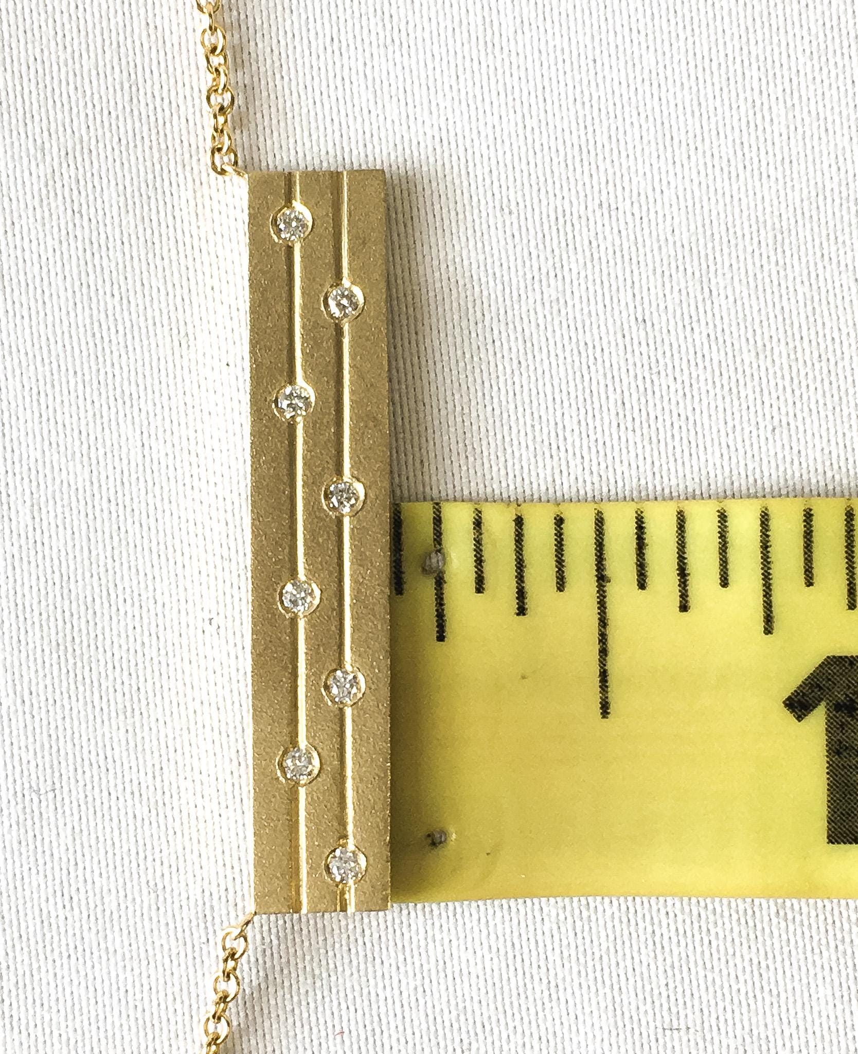EFFY 14K Line Diamond Trapeze Bar Necklace, 16", Simple Dainty Everyday Minimalist Cartier Style Necklace