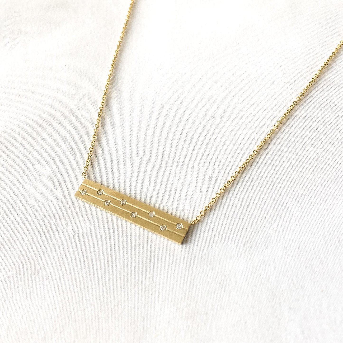 EFFY 14K Line Diamond Trapeze Bar Necklace, 16", Simple Dainty Everyday Minimalist Cartier Style Necklace