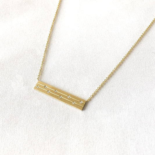 EFFY 14K Line Diamond Trapeze Bar Necklace, 16", Simple Dainty Everyday Minimalist Cartier Style Necklace