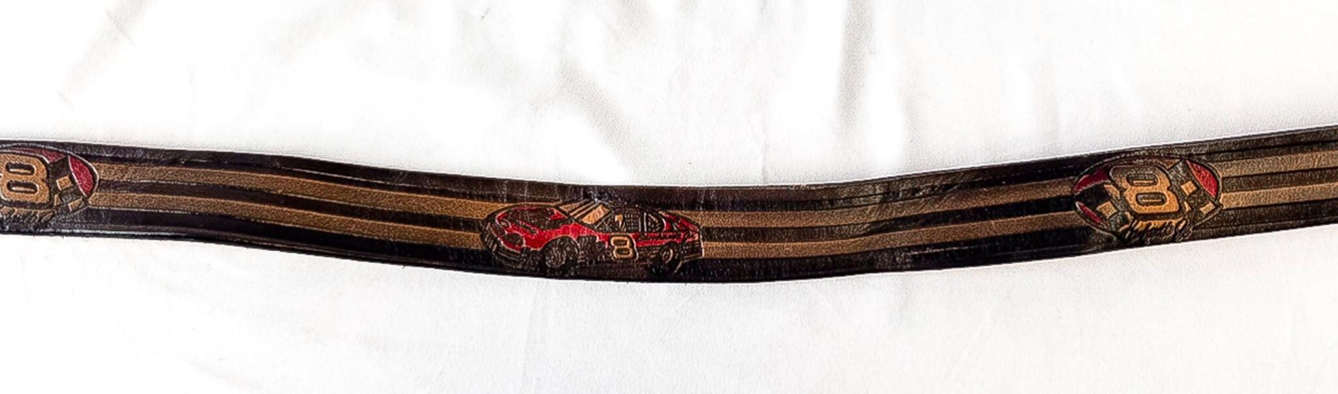 Vintage Nascar Dale Earnhardt Jr. Logo Leather Pewter Enamel Belt, Sz. 32"-36" Waist, Vintage Nascar F1 Apparel