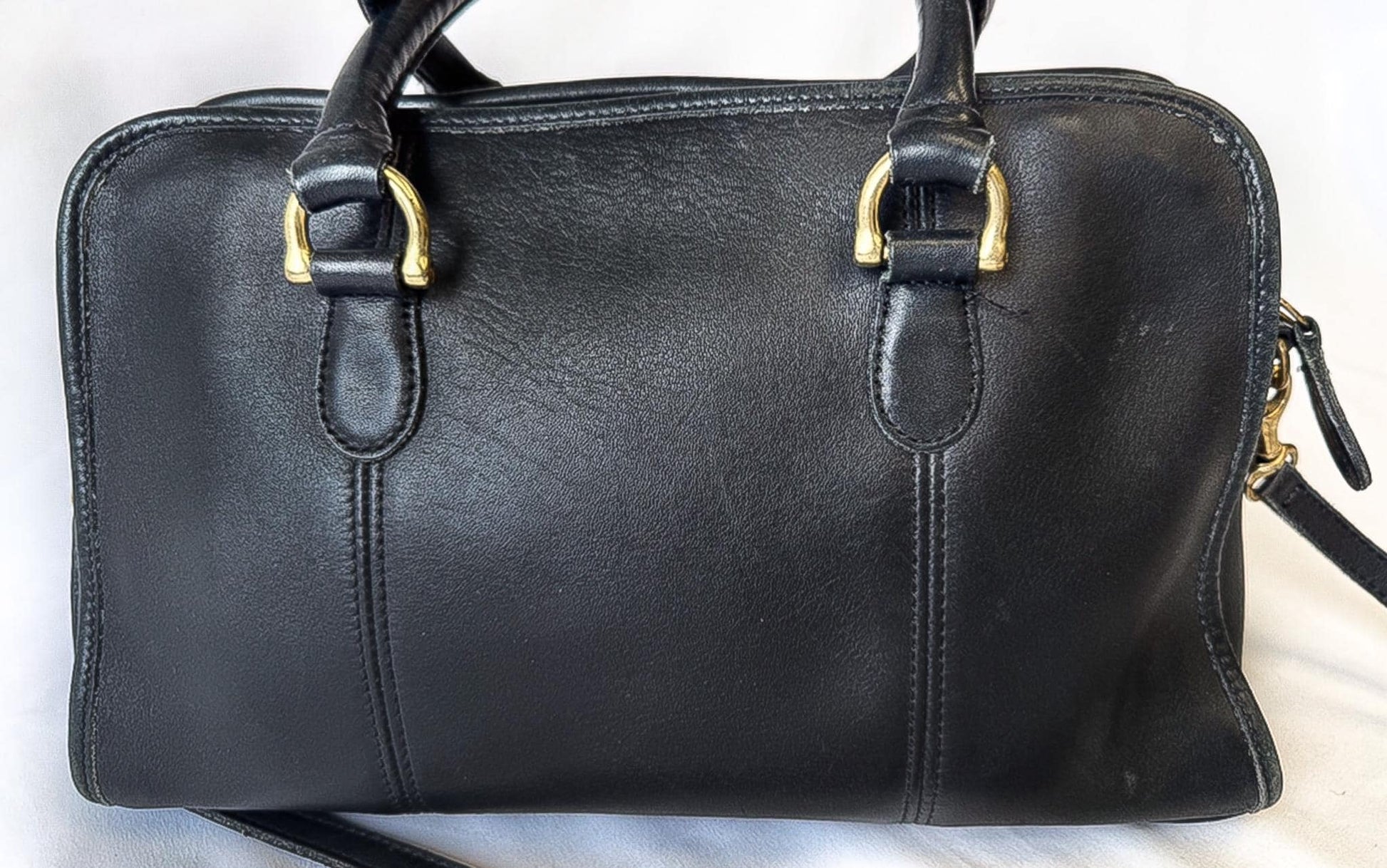 90s Coach Beaumont Black Leather Doctor Satchel Top Handle with Detachable Crossbody Strap, Style 9871, Vintage Rare Coach Handbag