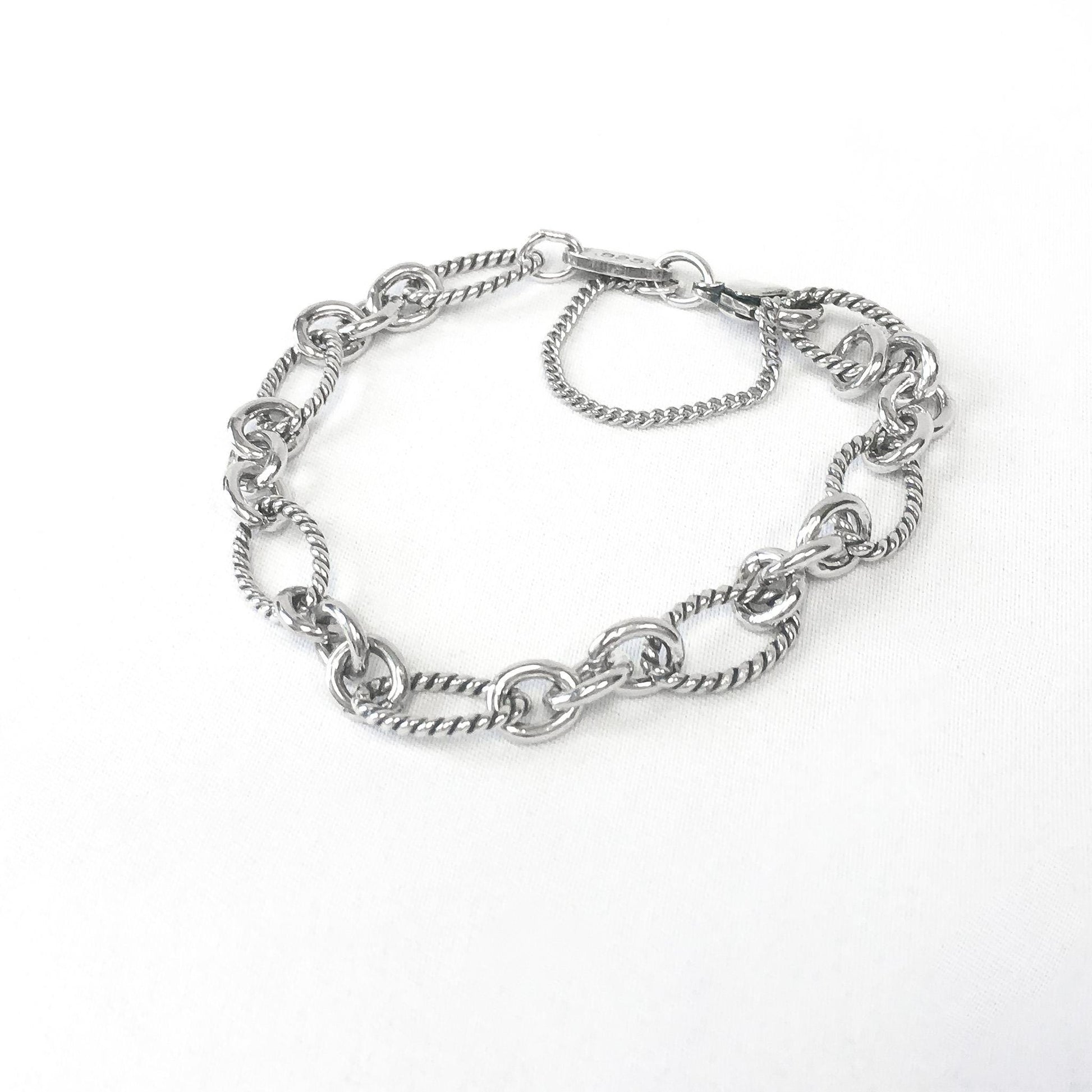 925 Sterling Silver James Avery Ribbed Chain Bracelet, 6.5"-8", Simple Everyday Silver Unisex Adjustable Chain Bracelet