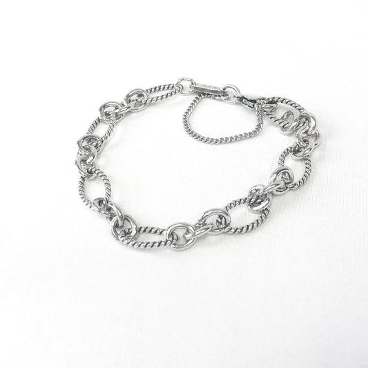 925 Sterling Silver James Avery Ribbed Chain Bracelet, 6.5"-8", Simple Everyday Silver Unisex Adjustable Chain Bracelet