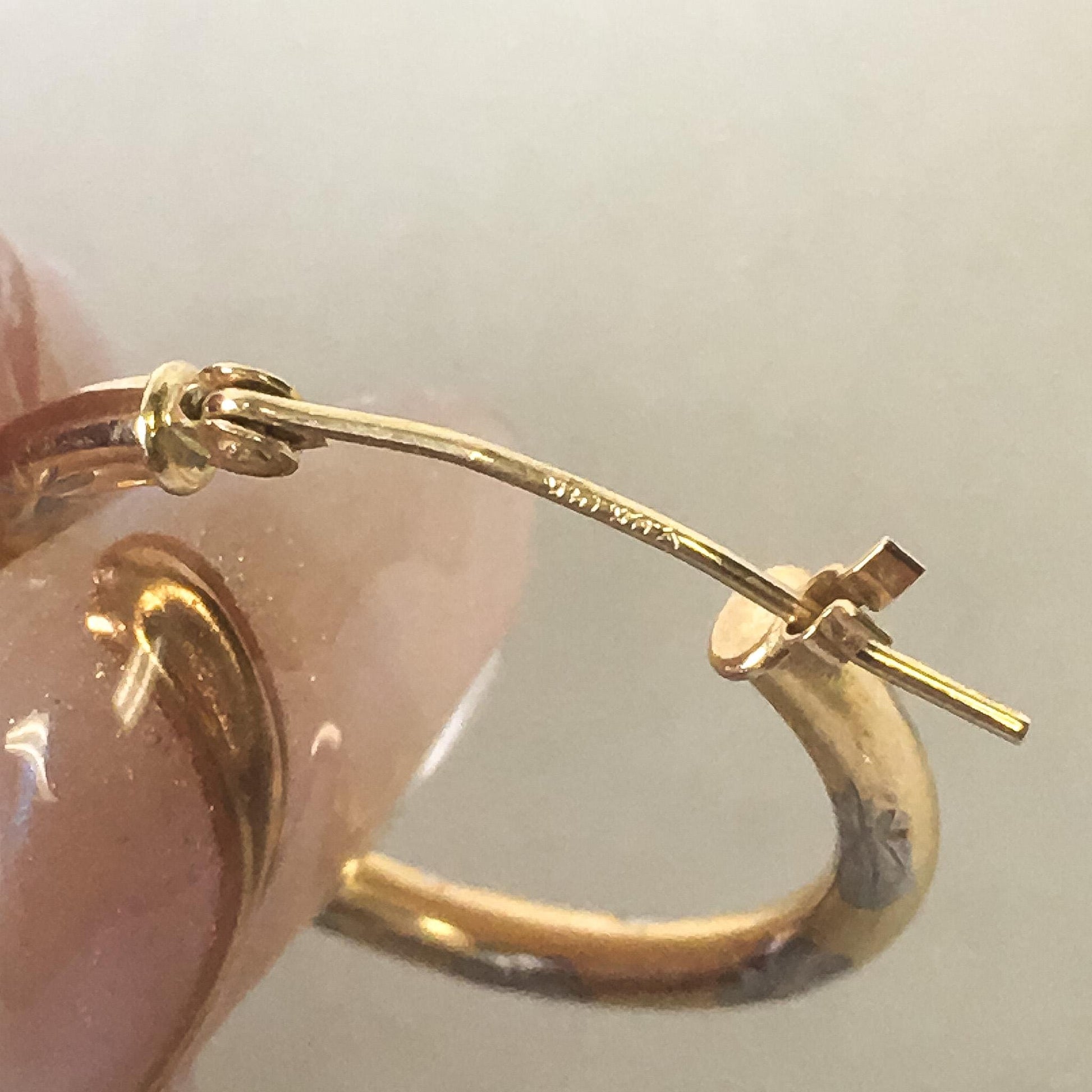 14K Yellow and White Gold Two Toned Star Etched Thin Hoops, Lightweight Simple Dainty Everyday Minimalist Hoops
