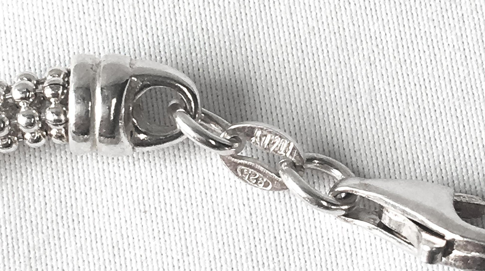 Vintage 925 Italy Beaded Puffy Mariner Anchor Chain Bracelet, 7.5", Unique Simple Everyday Unisex Chain Bracelet